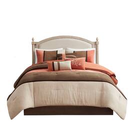 Gracie Mills - Kimberly 7-Piece Contemporary Microsuede Comforter Set - Coral