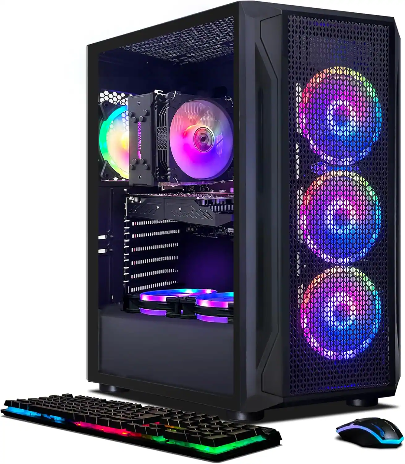 STGAubron - Gaming PC Computer Desktop, Intel Core i7-12800HX up to 4.8GHz, GeForce RTX 3050 6G, 16G DDR5, 1TB SSD, Win11H - Black