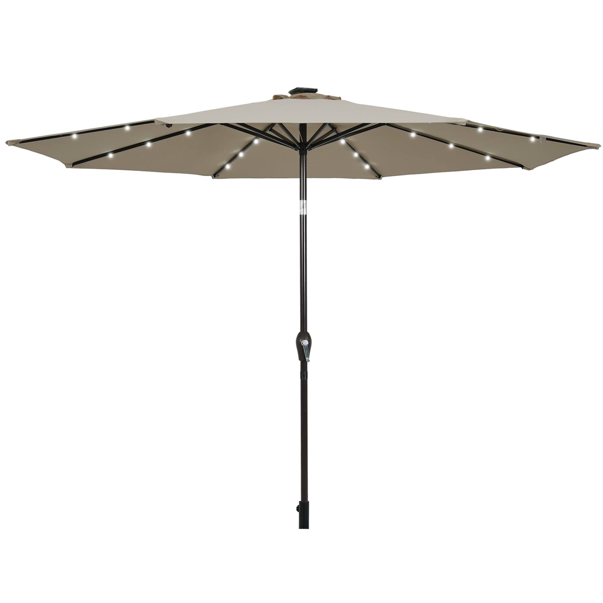 Alt View 5. Gymax - Gymax 10 ft Patio Table Market Umbrella Yard Outdoor w/ Solar LED Lights Tan - Tan.