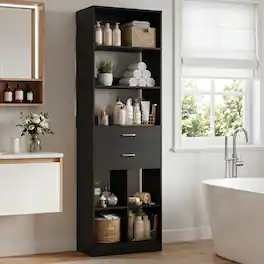 Aheaplus - 22" Bathroom Cabinet with Drawers, Small Storage Organizer for Vanity & Laundry, 2.58 ft³ Capacity - Black