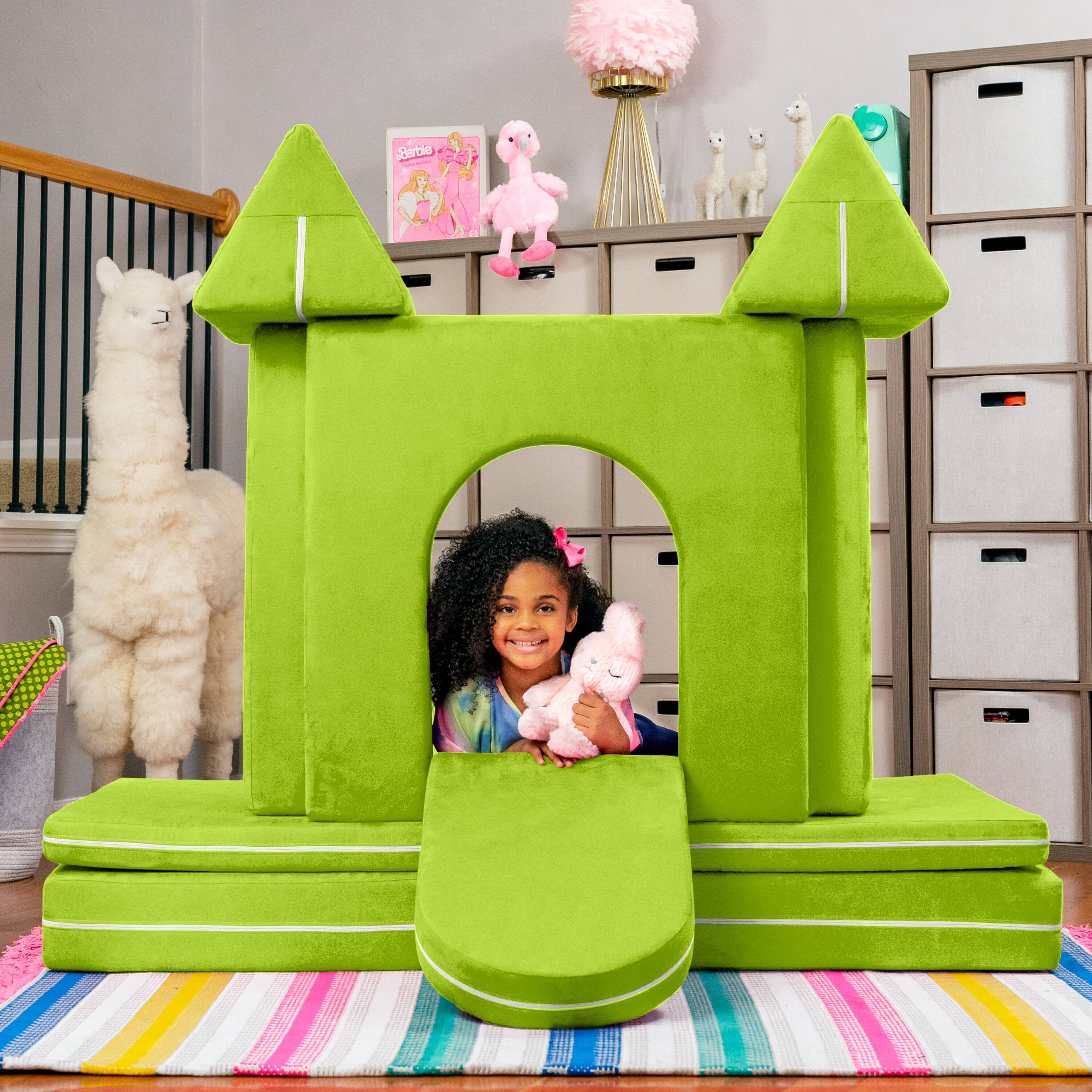 Angle. Jaxx - Jaxx Zipline Playscape Castle Gate - Playtime Furniture for Imaginative Kids, Lime - Lime.