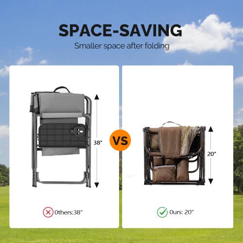 SPACE-SAVING  
Smaller space after folding  
38" VS 20"  
Others: 38"  
Ours: 20"