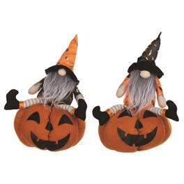 BreeBe - Plush Halloween Gnome with Jack O Lantern (Set of 2) - Orange