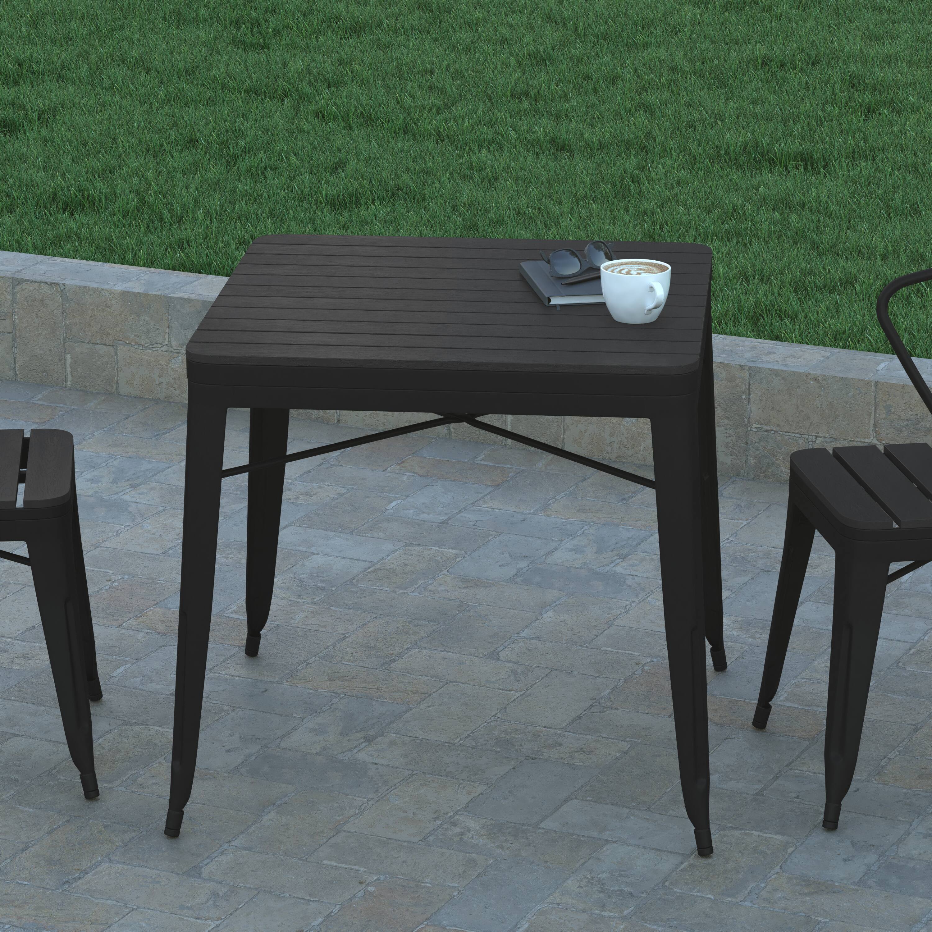 Alt View 3. Emma + Oliver - All-Weather Metal Patio Table with Polyresin Top for Indoor/Outdoor Use - Black Top/Black Frame.