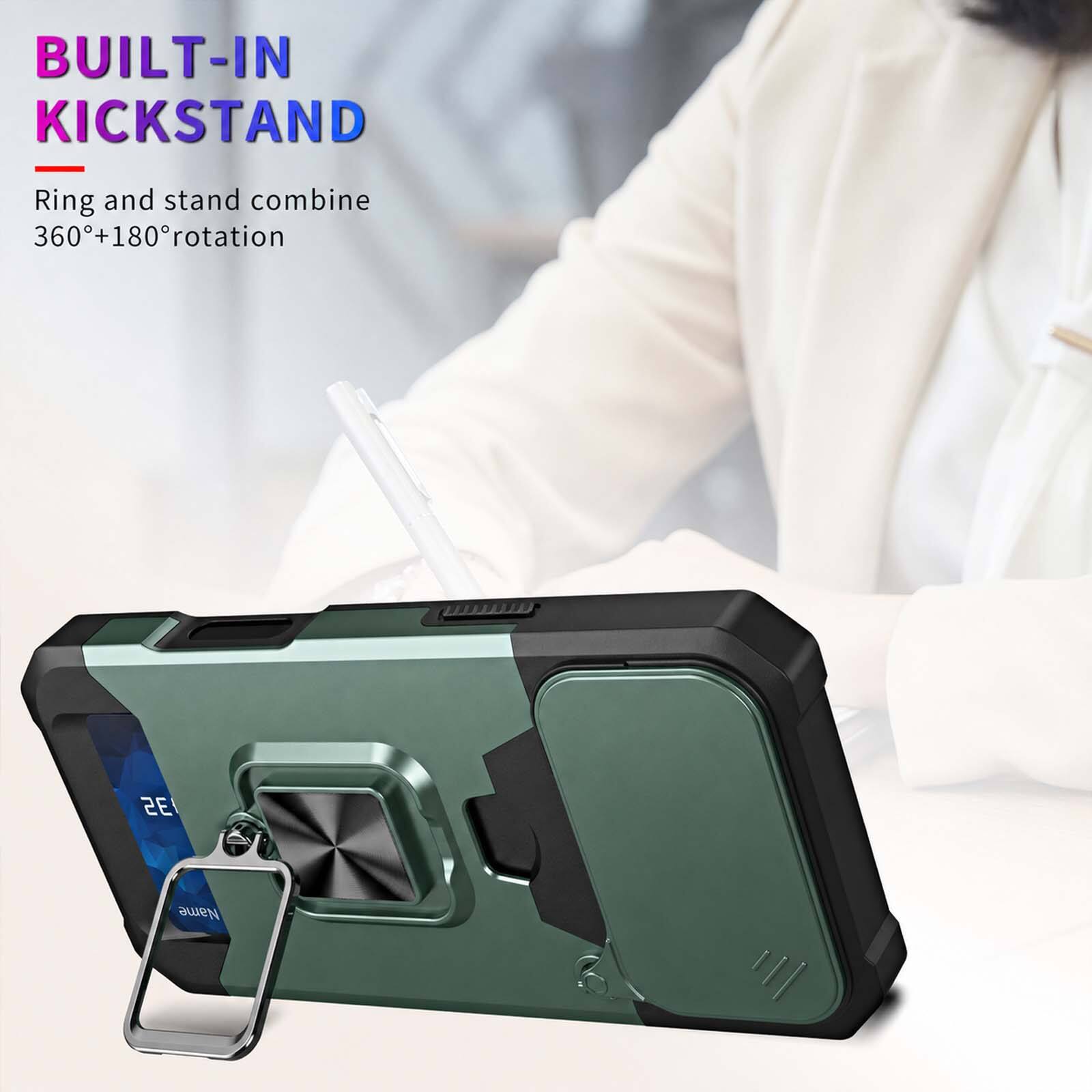 BUILT-IN KICKSTAND

Ring and stand combine 360°+180° rotation