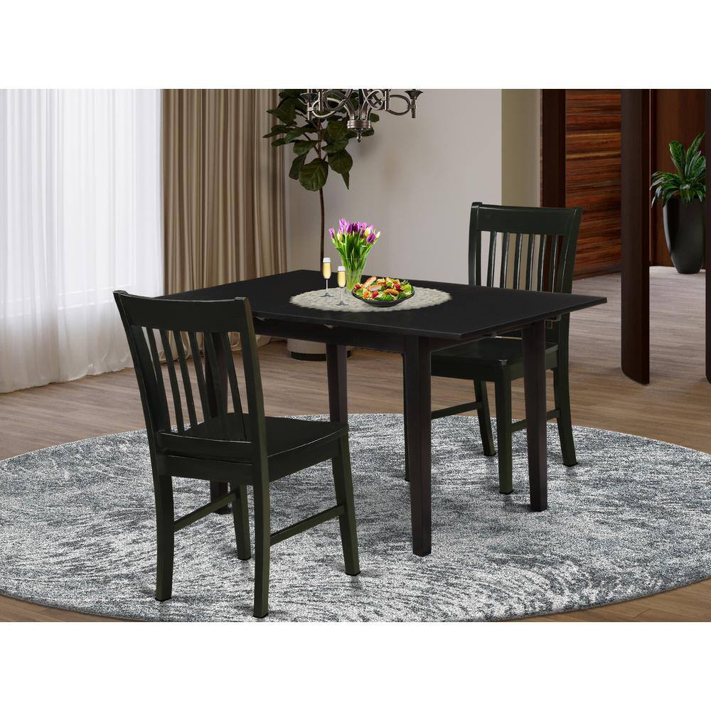 Back. East West Furniture - Dining Table- Dining Chairs - Brown.