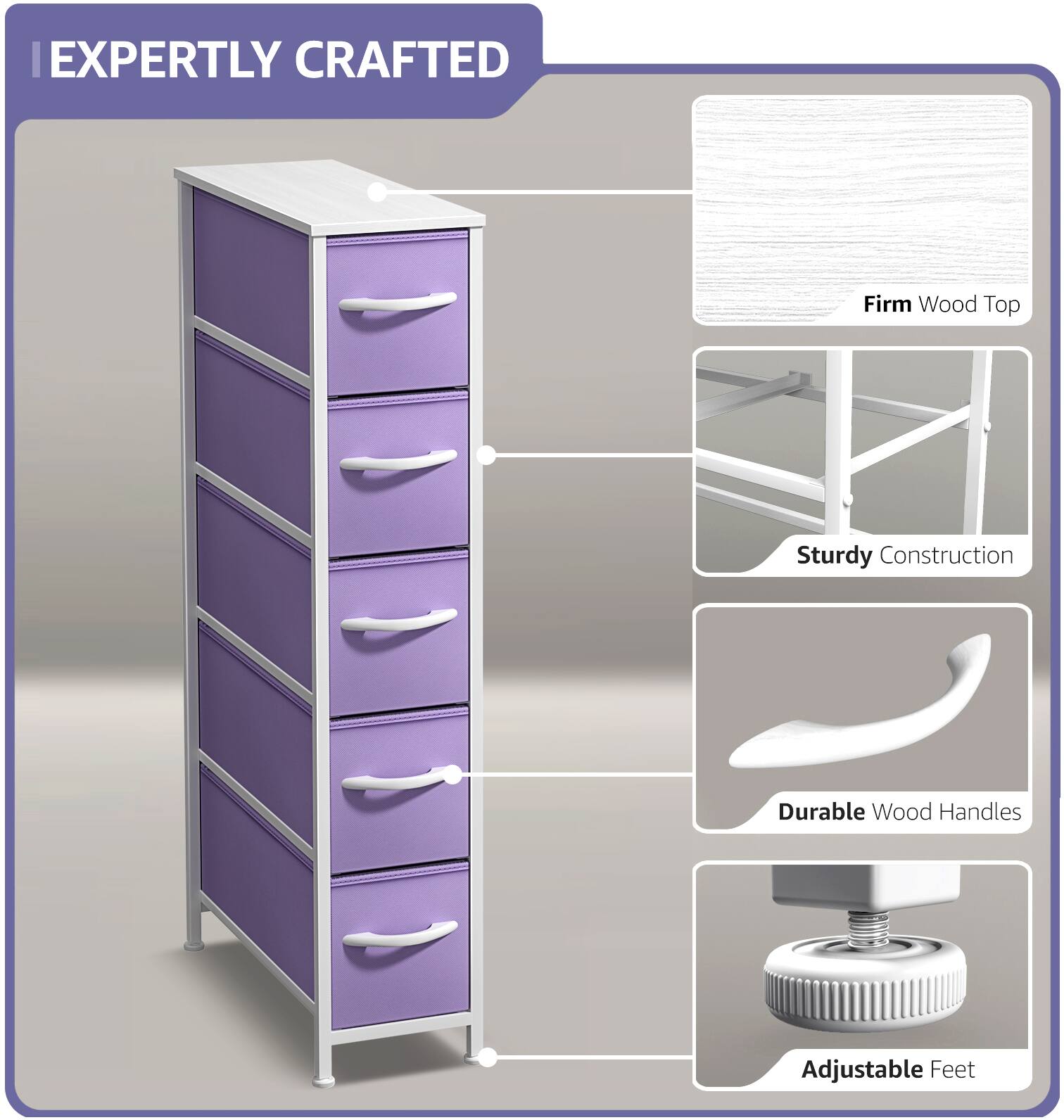EXPERTLY CRAFTED

- Firm Wood Top
- Sturdy Construction
- Durable Wood Handles
- Adjustable Feet