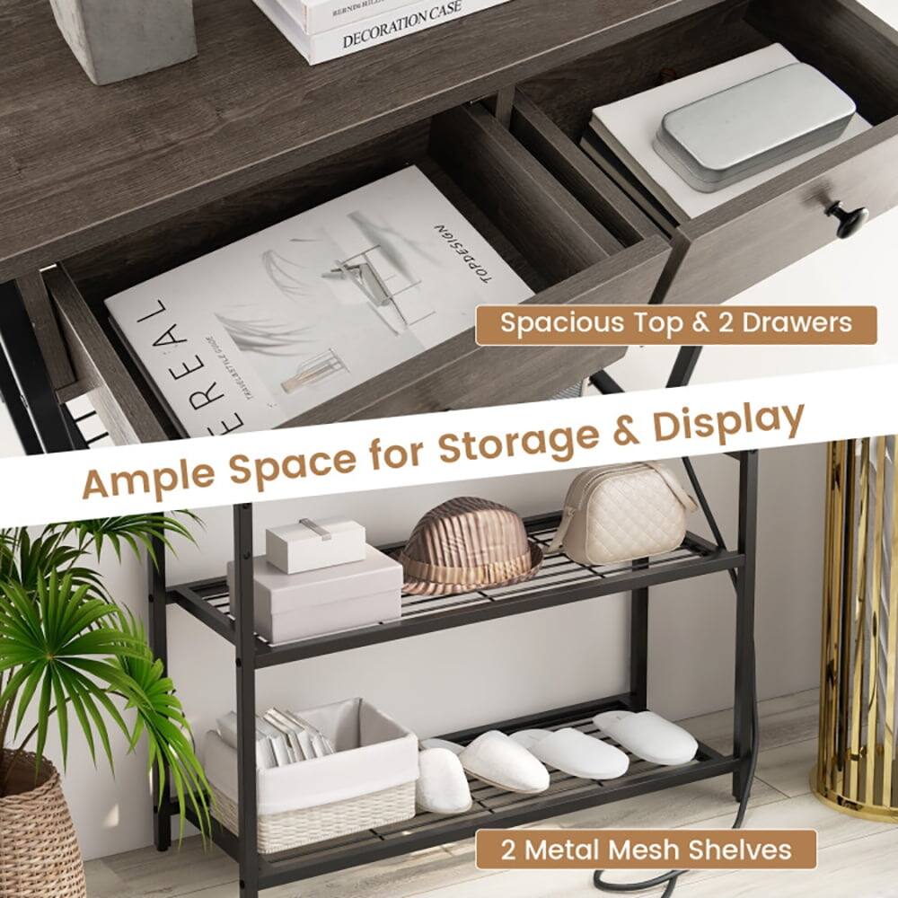 SAN NE CASE DECORATION CASE TOP DESIGN  
Spacious Top & 2 Drawers  
Ample Space for Storage & Display  
2 Metal Mesh Shelves