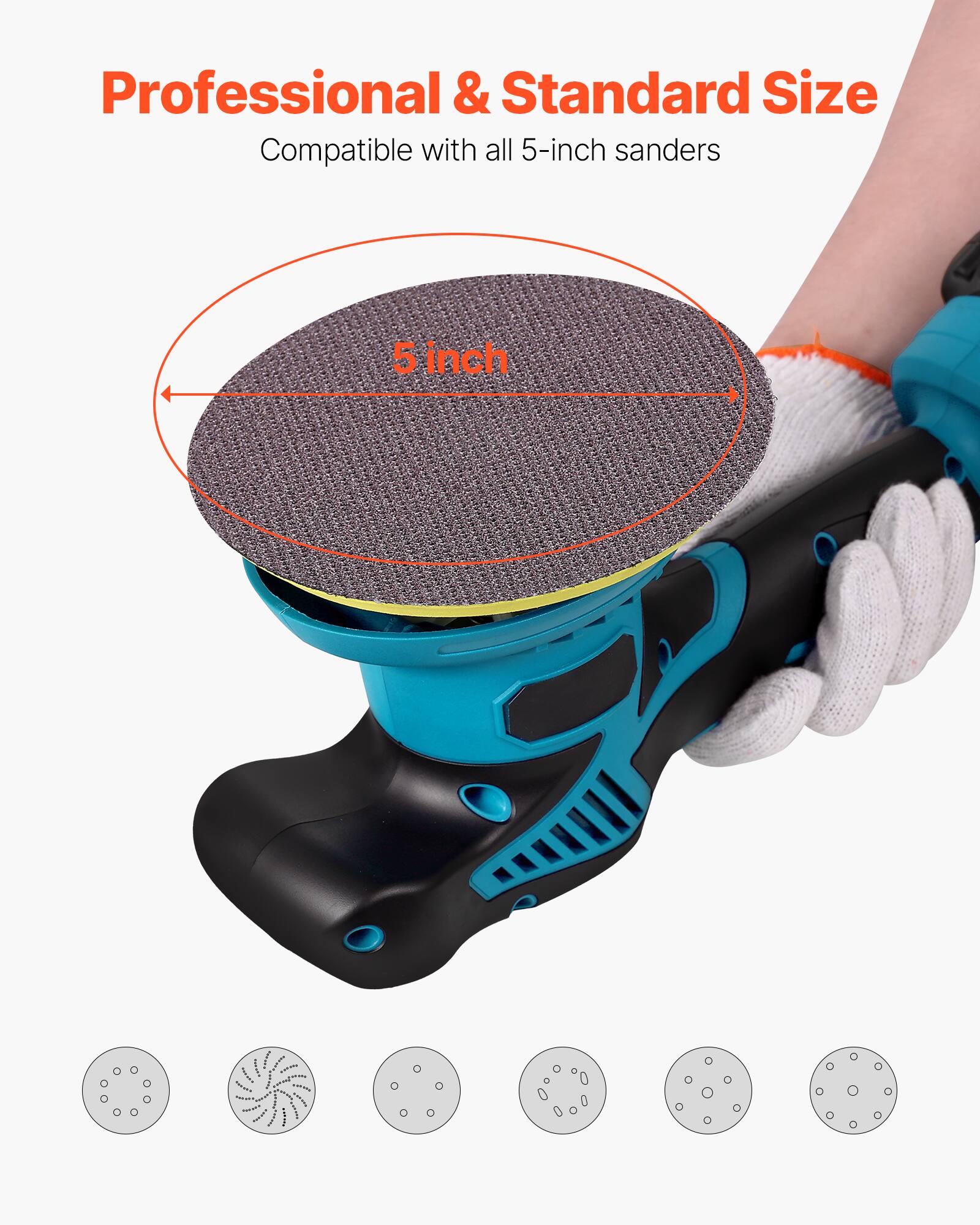 Professional & Standard Size  
Compatible with all 5-inch sanders  
5 inch