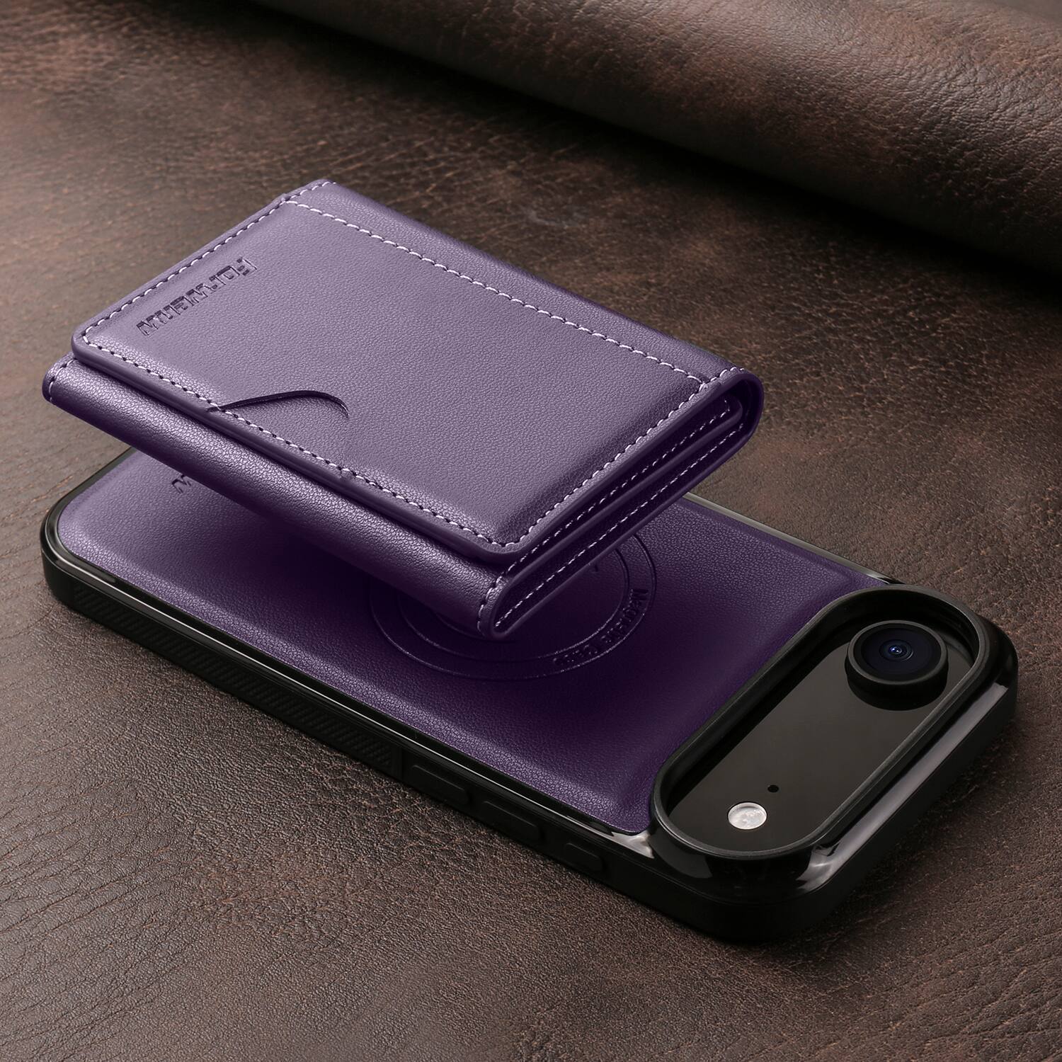 Alt View 4. Dteck - 2-in-1 Magnetic Detachable Wallet Case for Apple iPhone Air, PU Leather Shockproof Cover with Kickstand - Purple.