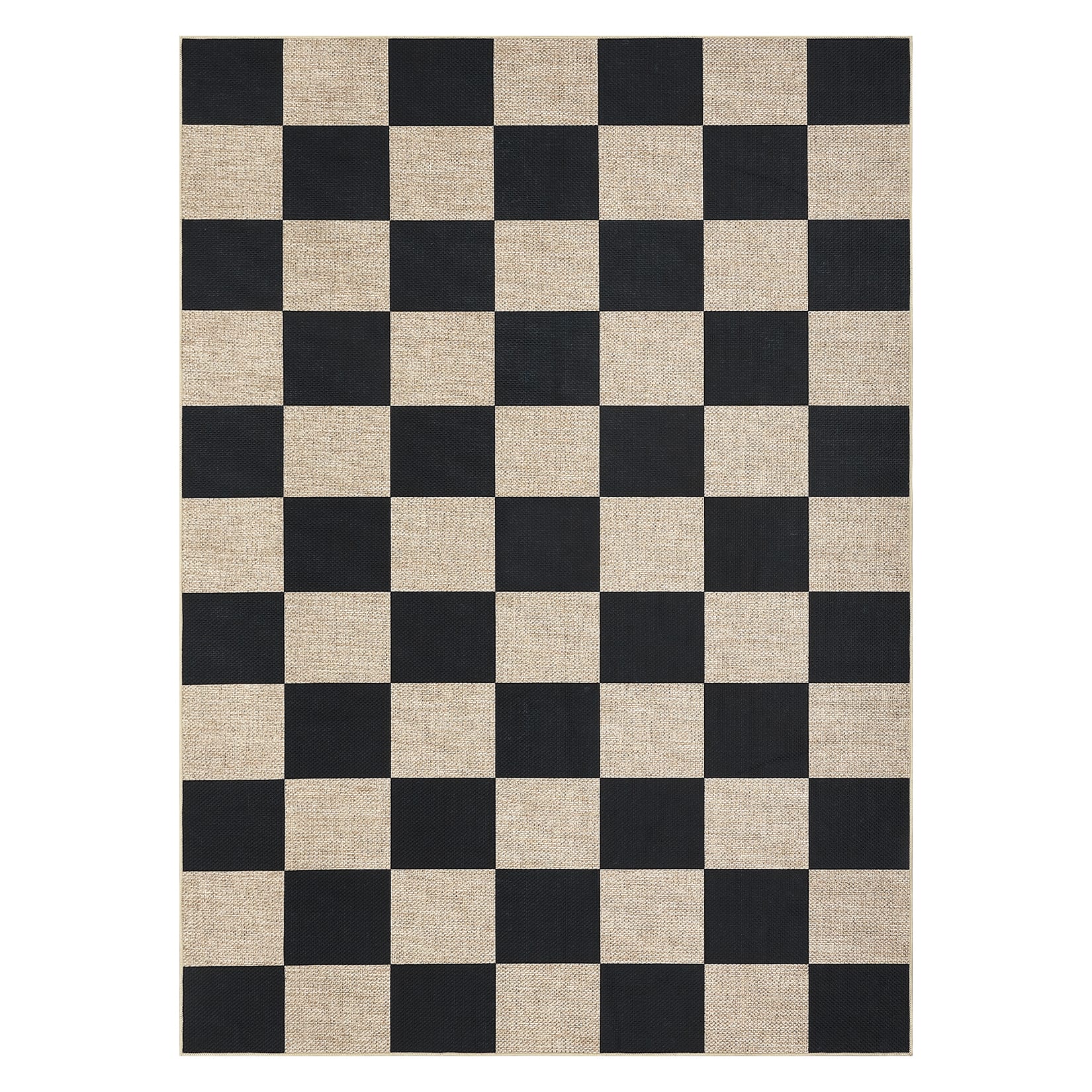 GARVEE - Modern Geometric Area Rug Checkerboard Printed Ultra Thin Washable Non Slip Indoor Rug for Dining Room Kitchen - Black Camel