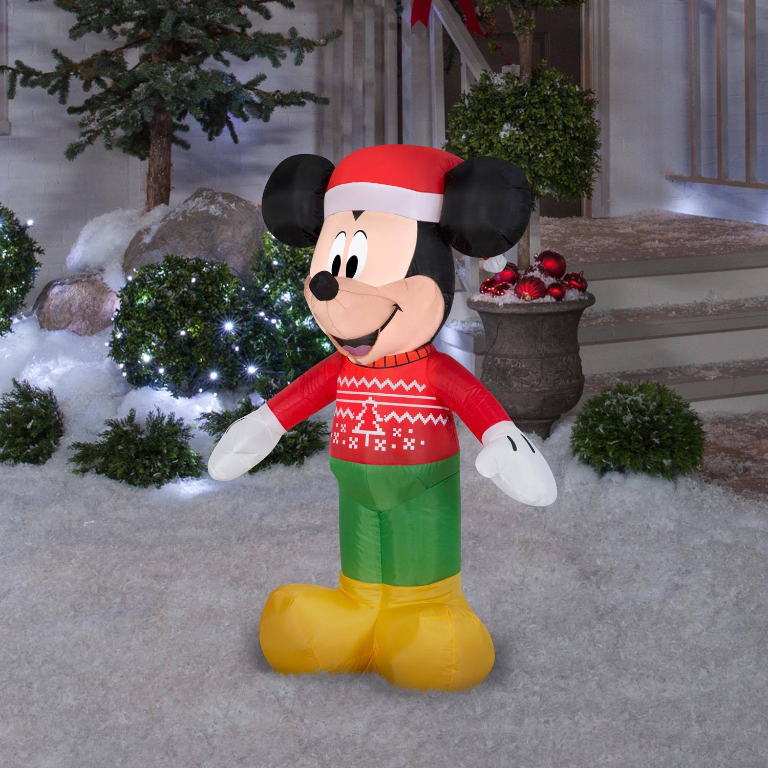 Gemmy Disney LED Clear Mickey Mouse in Christmas Sweater 42.13 in ...
