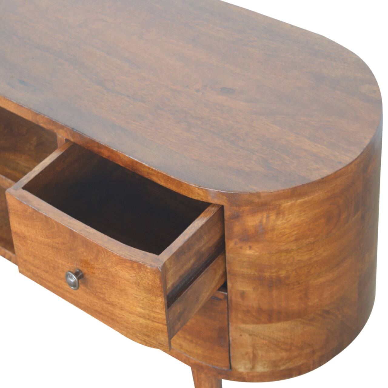 Alt View 1. Artisan Furniture - Artisan Furniture Solid Wood Chestnut Rounded Entertainment Unit, 4 Drawers, 2 Shelves, Dark Brown - Brown.