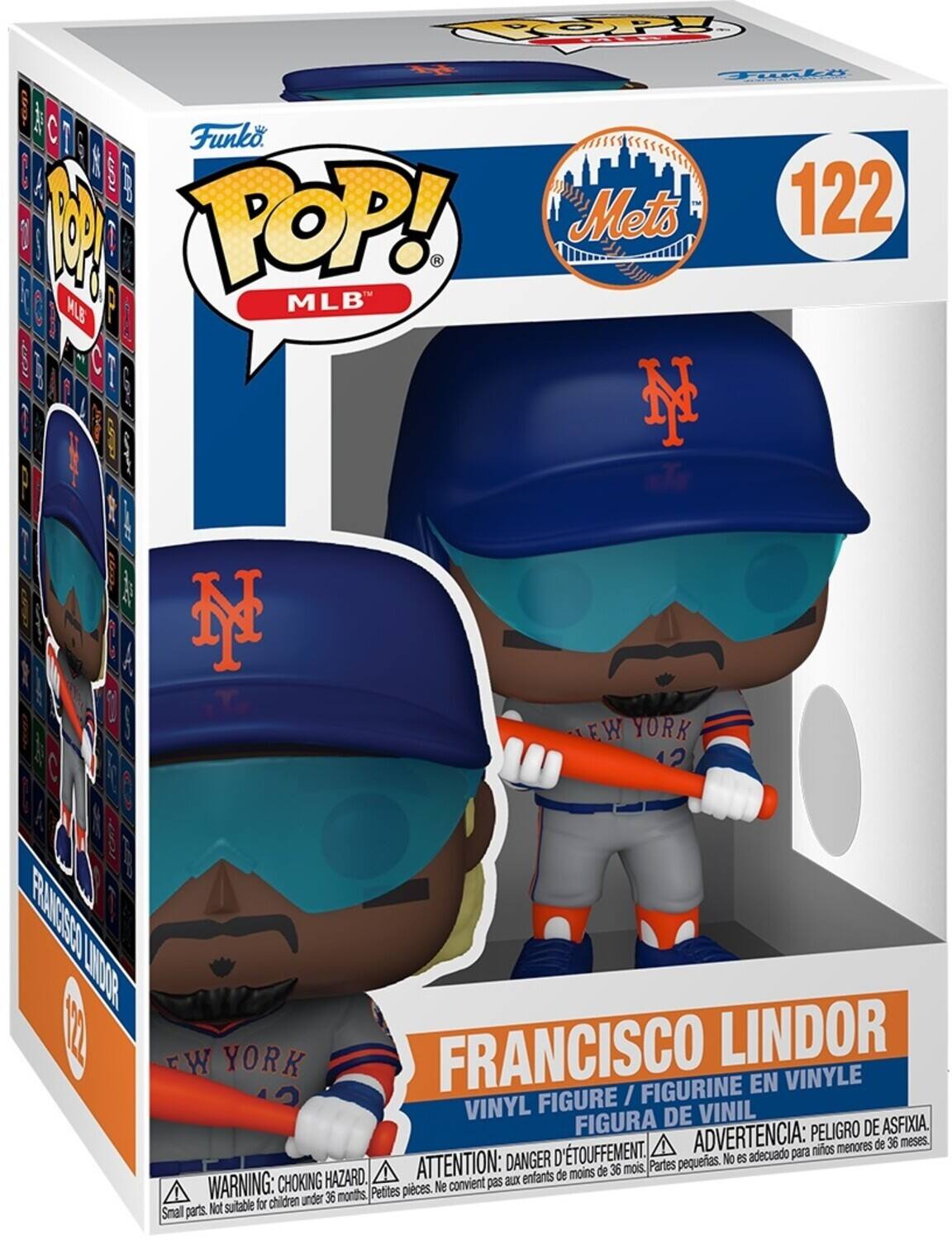 Funko POP! MLB  
Mets  
122  
FRANCISCO LINDOR  
VINYL FIGURE / FIGURINE EN VINYLE / FIGURA DE VINIL  
ADVERTENCIA: PELIGRO DE ASFIXIA. menores de 36 meses.  
DANGER: CHOKING HAZARD. Small parts. Not suitable for children under 36 months.  
ATTENTION: aux enfants de moins de 36 mois. Petites pièces. Ne convient pas.