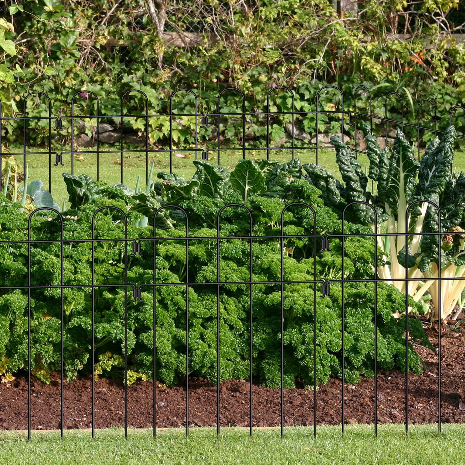 Alt View 2. Oumilen - 30-Pack No Dig Animal Barrier Fence, 16.5in Tall Black Metal Garden Border with 1.5in Spike Spacing.