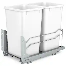 Rev-A-Shelf - Double Pullout Trash Can 27 qt. w/ Soft-close, 53WC-1527SCDM-211 - White