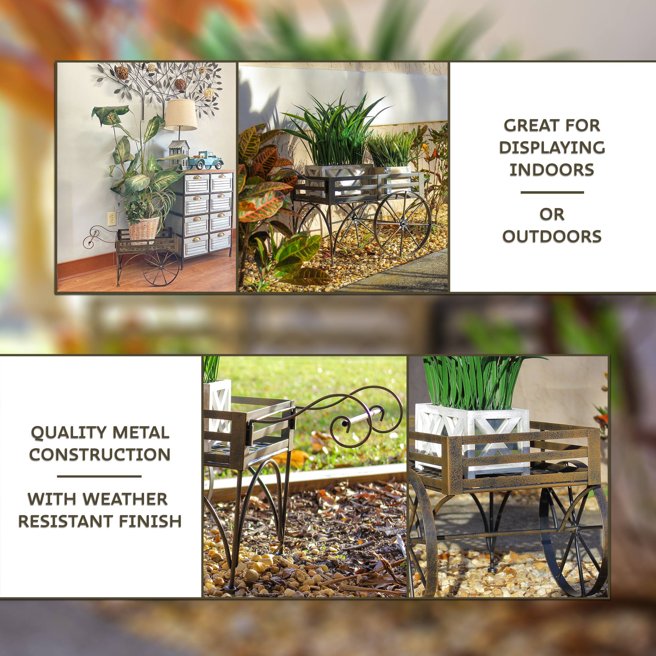 GREAT FOR DISPLAYING INDOORS OR OUTDOORS

QUALITY METAL CONSTRUCTION WITH WEATHER RESISTANT FINISH