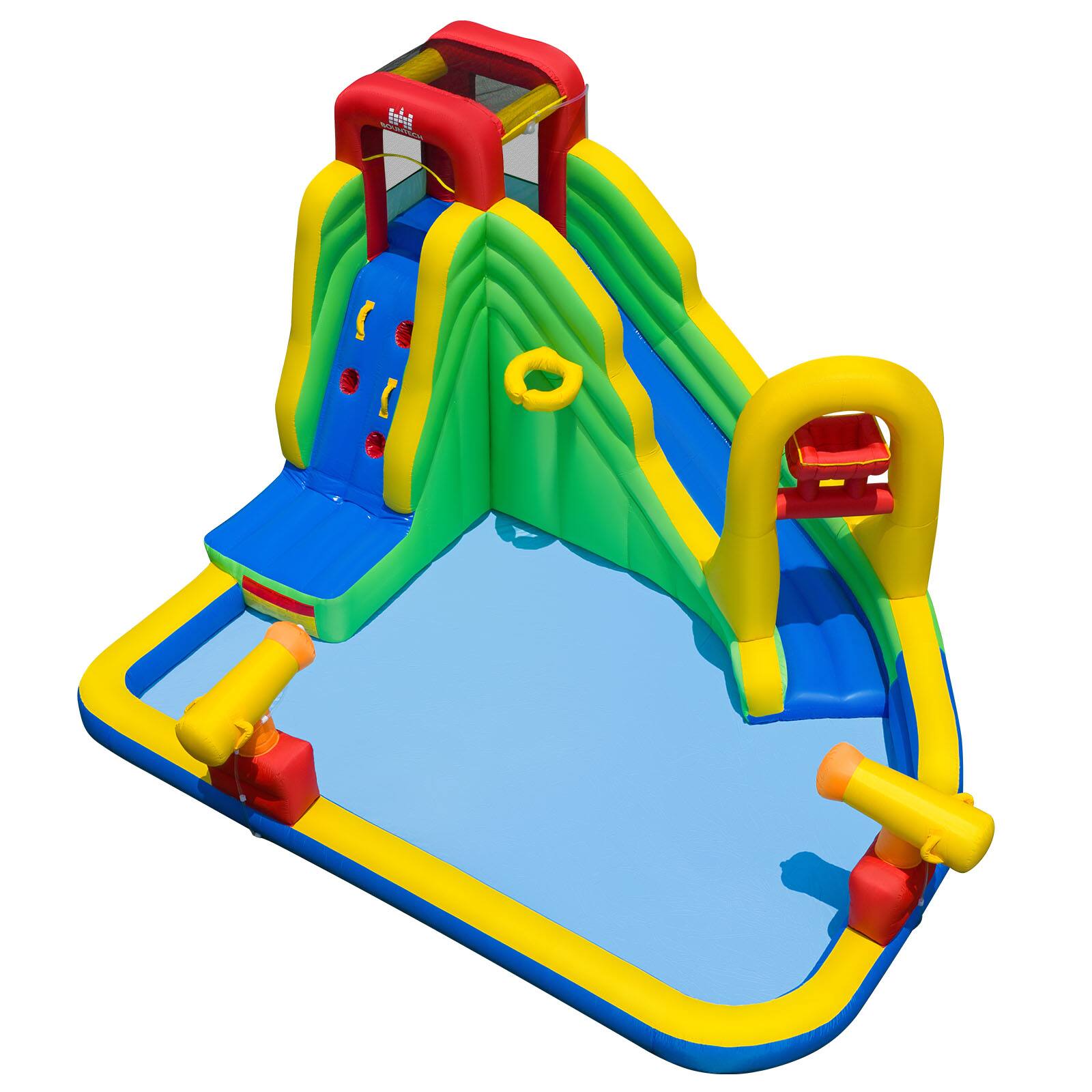 Alt View 9. Costway - Inflatable Water Slide 6-in-1 Outdoor Water Park Splash Pool without Blower - Multicolor.