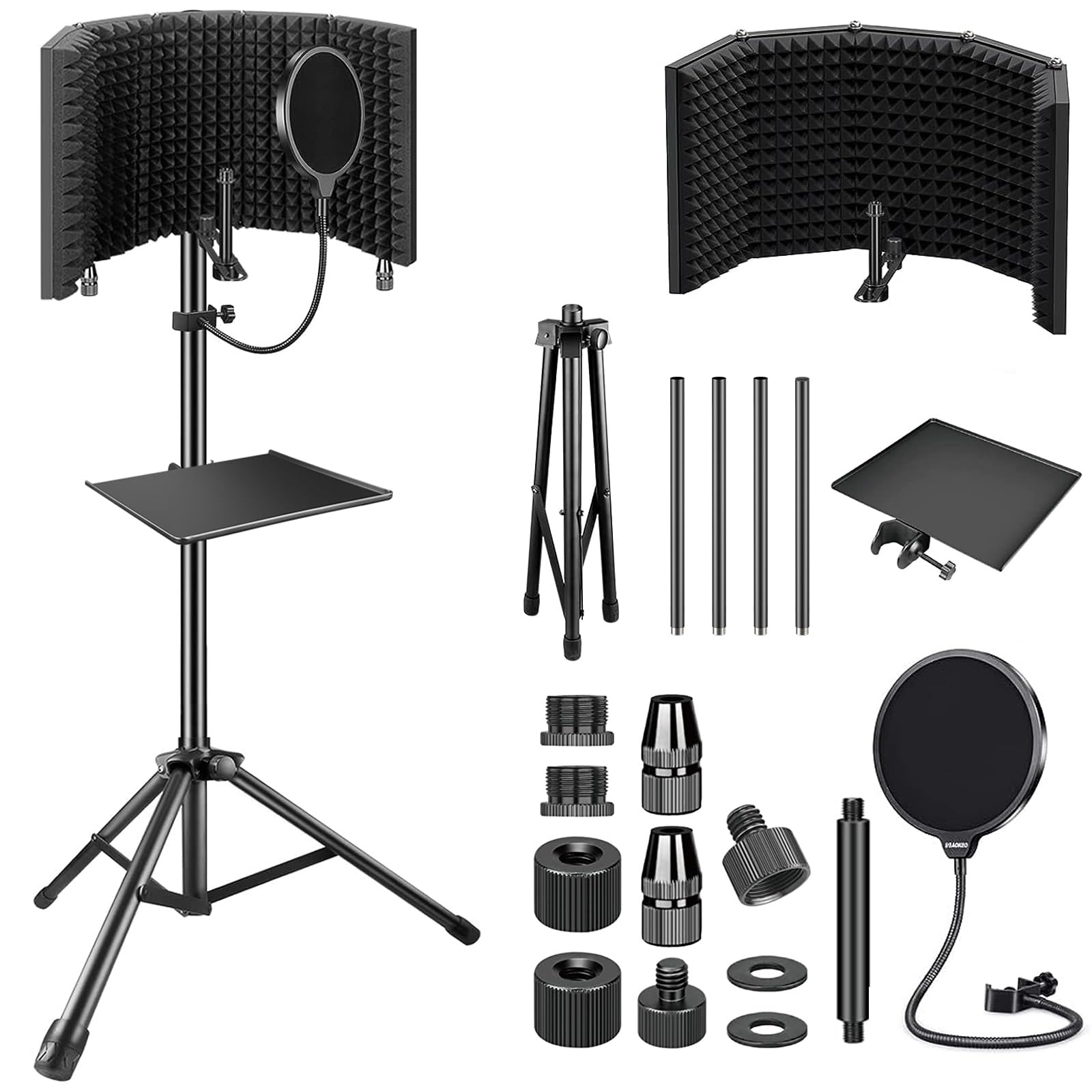 Dazzling Pops Microphone Isolation Shield Foldable Mic With Triple ...