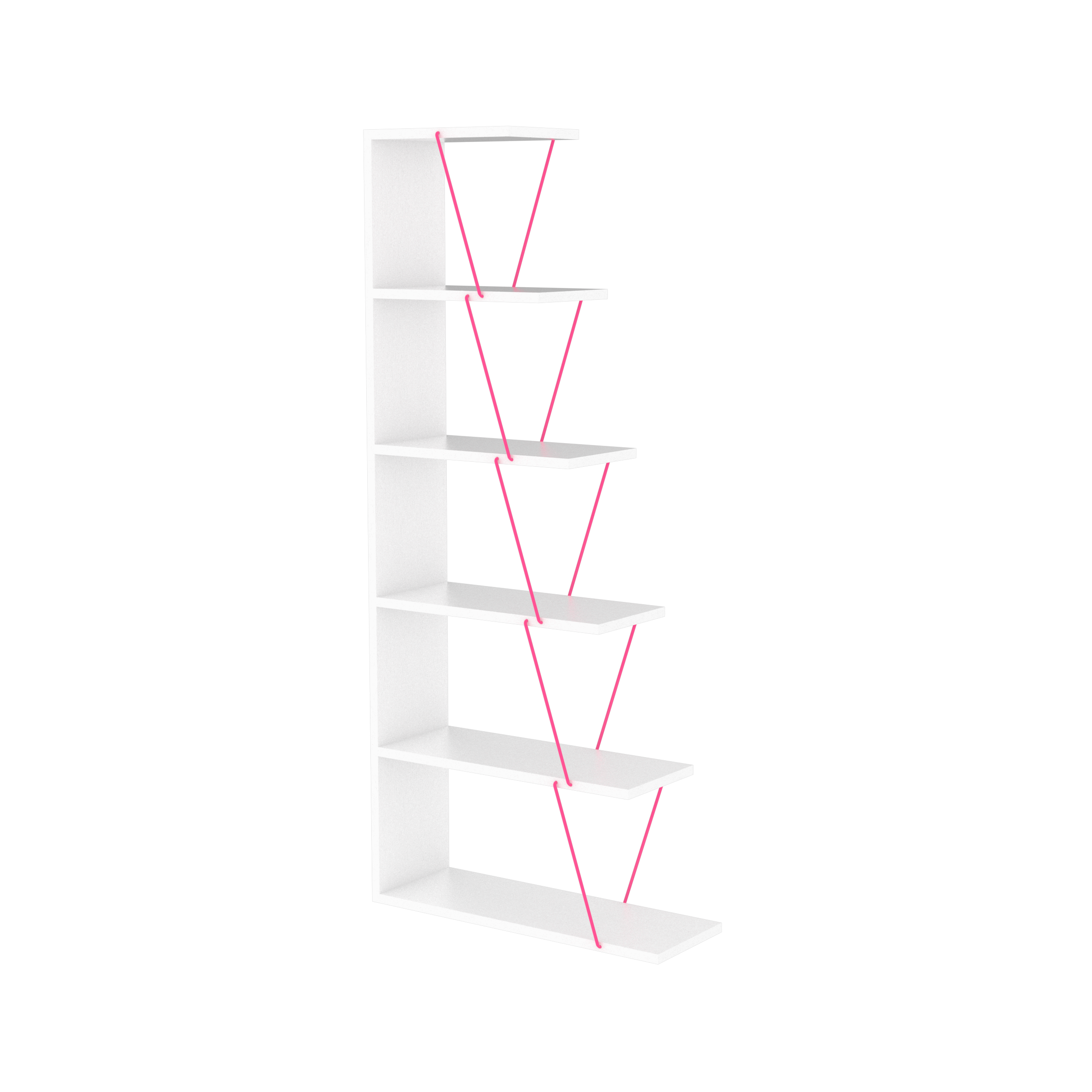 Left. TinyHomie - Furnish Home Store Modern 5 Tier Ladder Bookshelf Organizers Narrow Bookshelf - White.