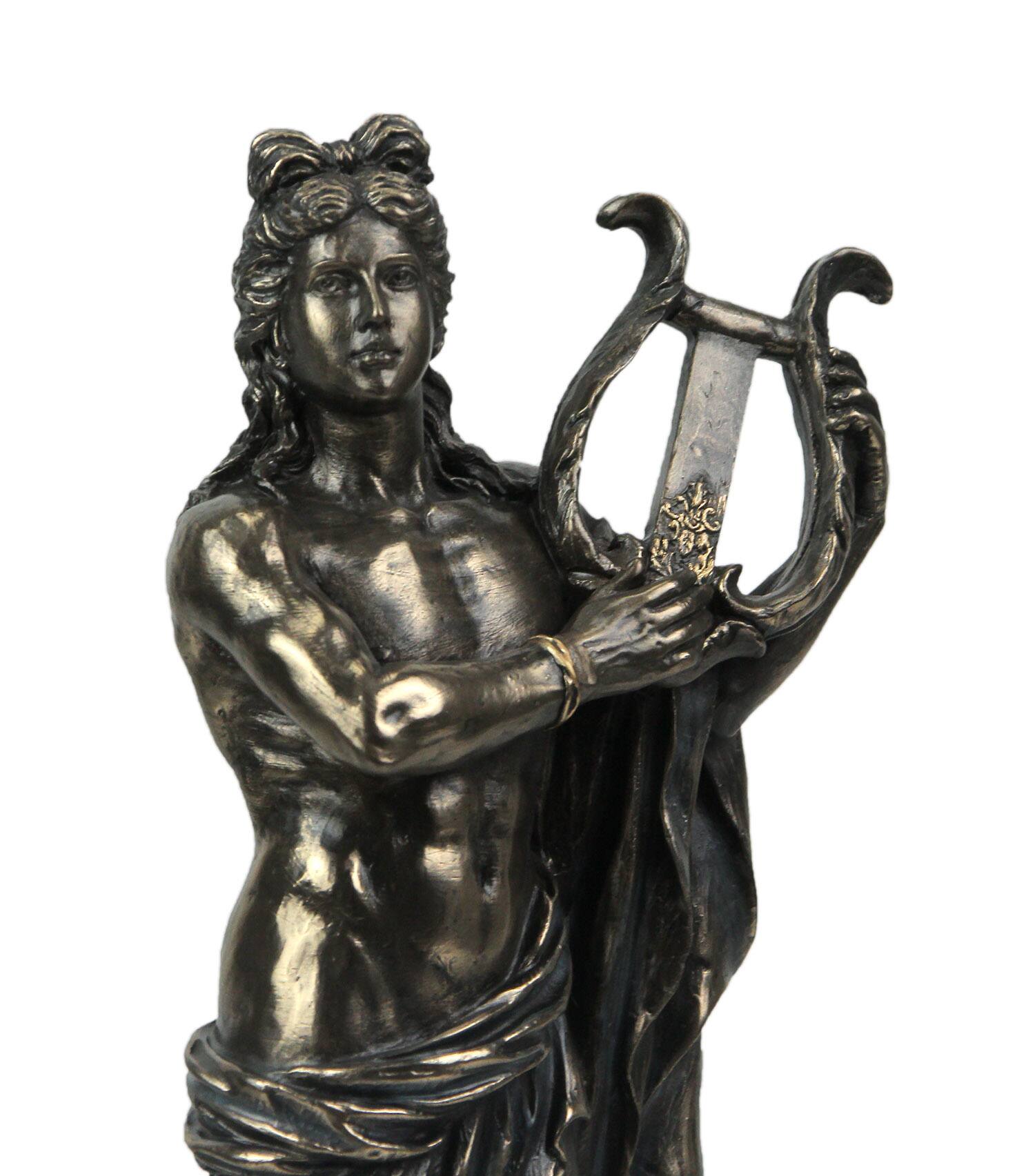 Alt View 3. Veronese Design - Classic Ancient Greek God Apollo Holding His Lyre Bronze Finished Tabletop Statue - Bronze.