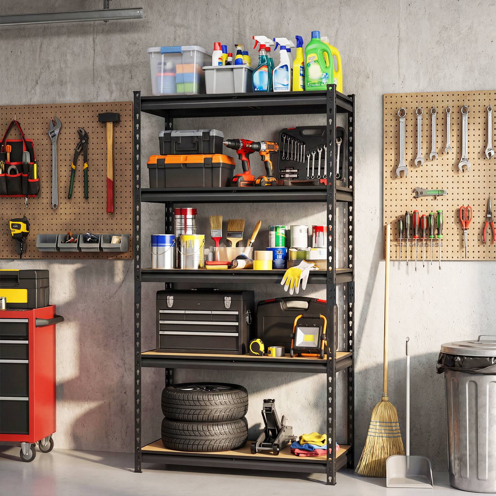 Alt View 3. Costway - Costway 3 PCS 60" H x 30" W x 12" D 5-Tier Garage Shelving Unit 2200 LBS Metal Shelves - Black.