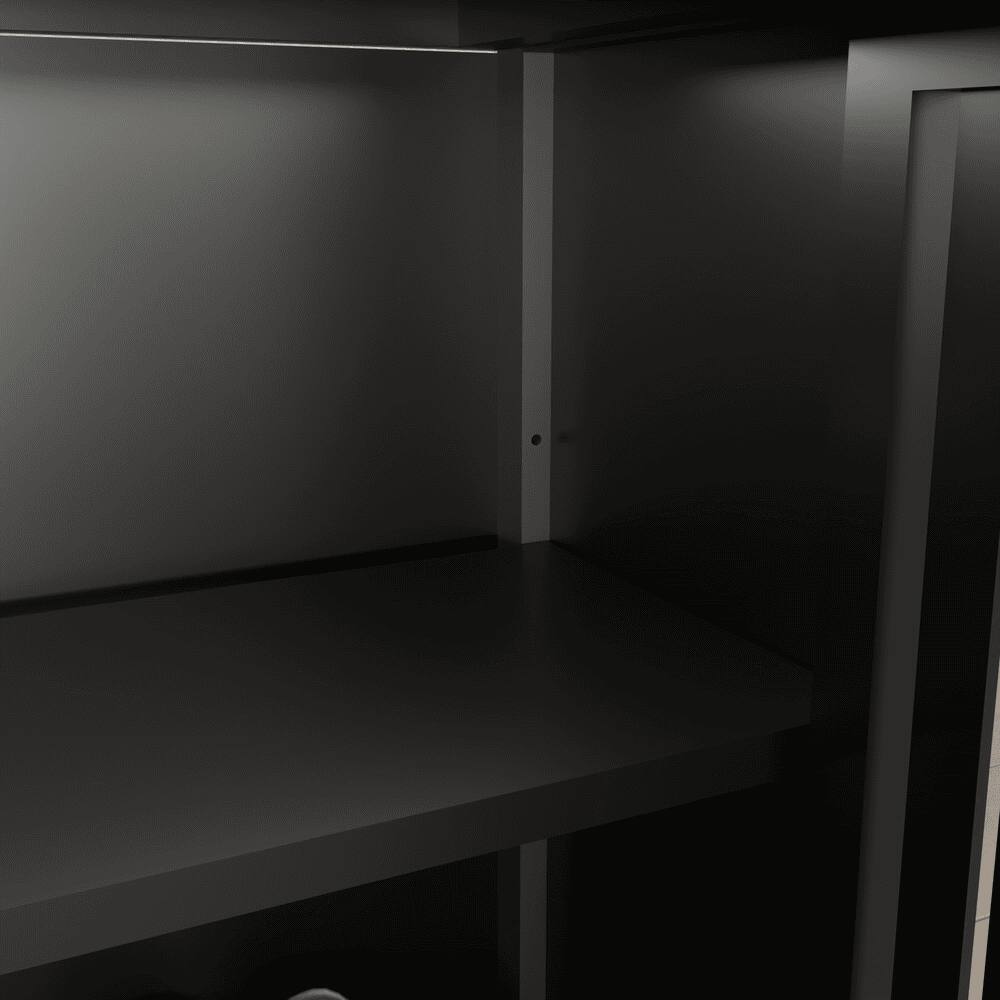 Back. Kadyn - Black Large Capacity Bamboo Storage Cabinet Furniture for Bathroom Living Room Bathroom Bamboo Storage Cabinet - Black.