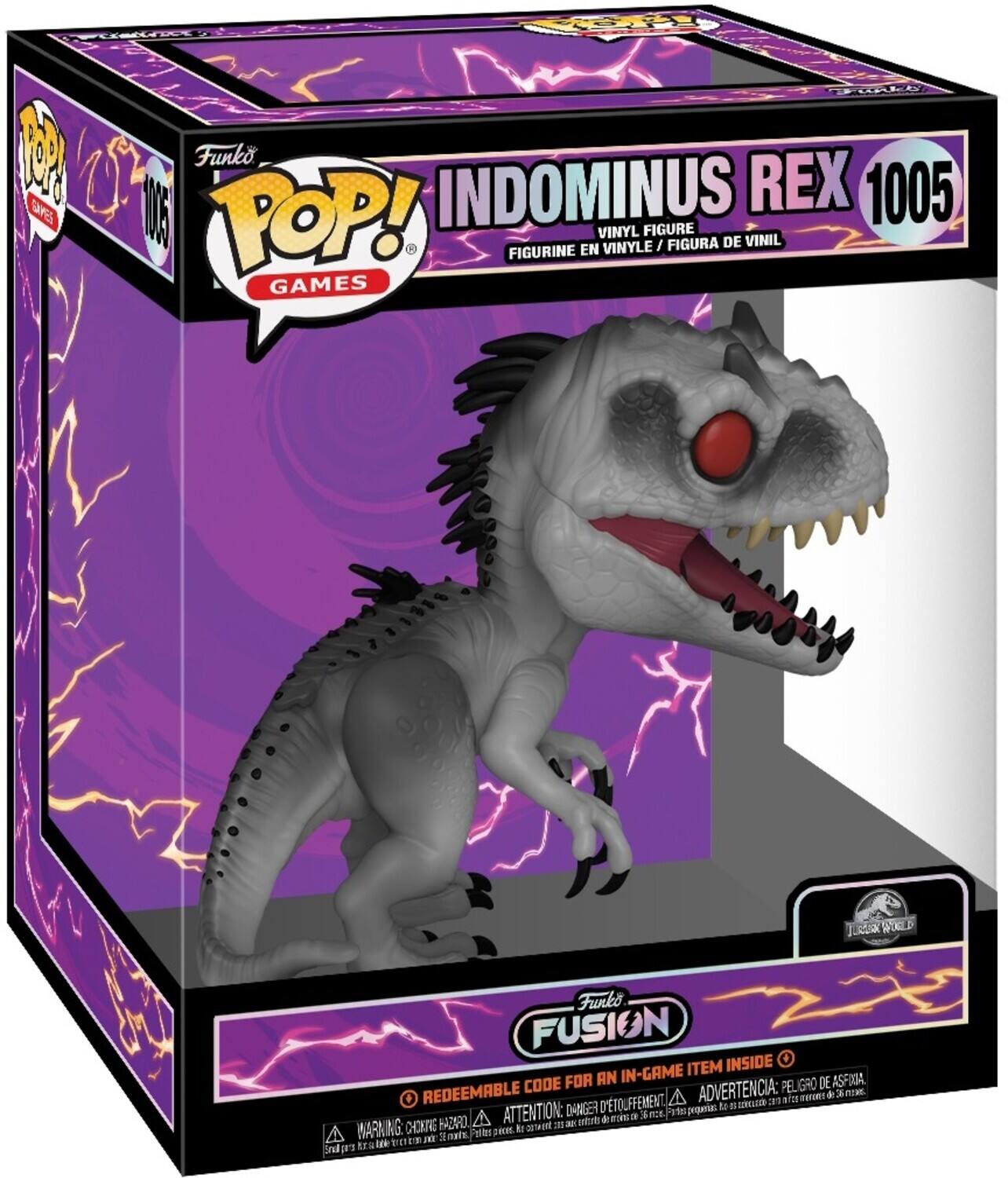 OH! I EUT M Funko INDOMINUS REX 1005 DE POP! EN VINYL VINYLE FIGURE I FIGURA DE VINIL FIGURINE GAMES. John_to_tancribe WUGED Funko FUSION INSIDE + IN-GAME ITEM CODE FOR AN PELIGRO DE ASFIIA. + REDEEMABLE D'ETOUFFEMENT A ADVERTENCIA: ILIE o nTR * 3 FRE FEOMAO to d ATTENTION: a FE t popuis CHOKING HAZARO A 231 a de s MARAING aller Dm k Cot V O Snais 3 iF ES LE Sra.

Corrected text:
OH! I EUT M Funko INDOMINUS REX 1005 DE POP! EN VINYL VINYLE FIGURE I FIGURA DE VINIL FIGURINE GAMES. John_to_tancribe WUGED Funko FUSION INSIDE + IN-GAME ITEM CODE FOR AN PELIGRO DE ASFIIA. + REDEEMABLE D'ETOUFFEMENT A ADVERTENCIA: ILIE o nTR * 3 FRE FEOMAO to d ATTENTION: a FE t popuis CHOKING HAZARO A 231 a de s MARAING aller Dm k Cot V O Snais 3 iF ES LE Sra.