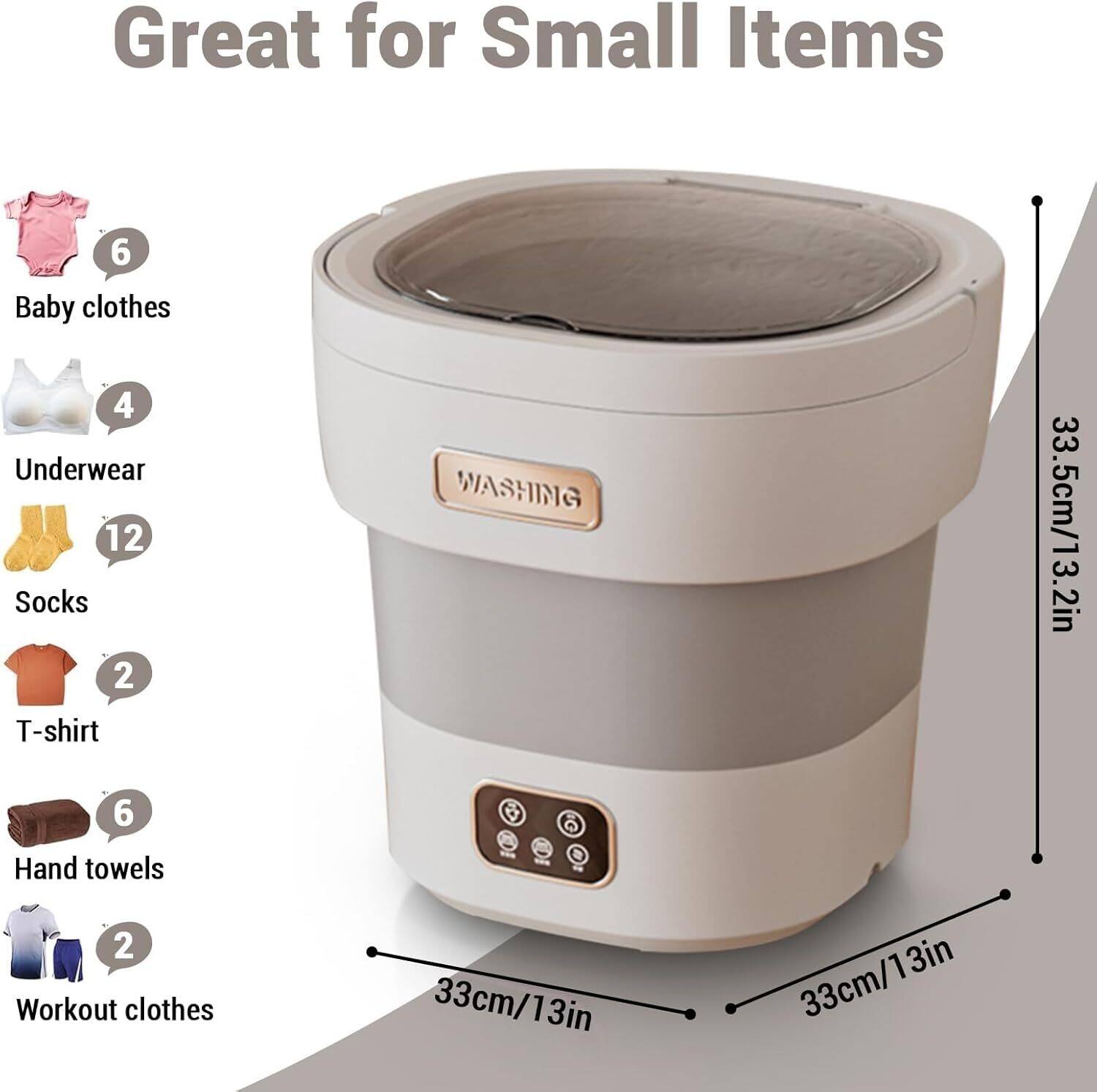 Angle. Acekool - 12L Mini Portable Washing Machine and Dryer for RV Travel Hotel Laundry, Grey - Grey.