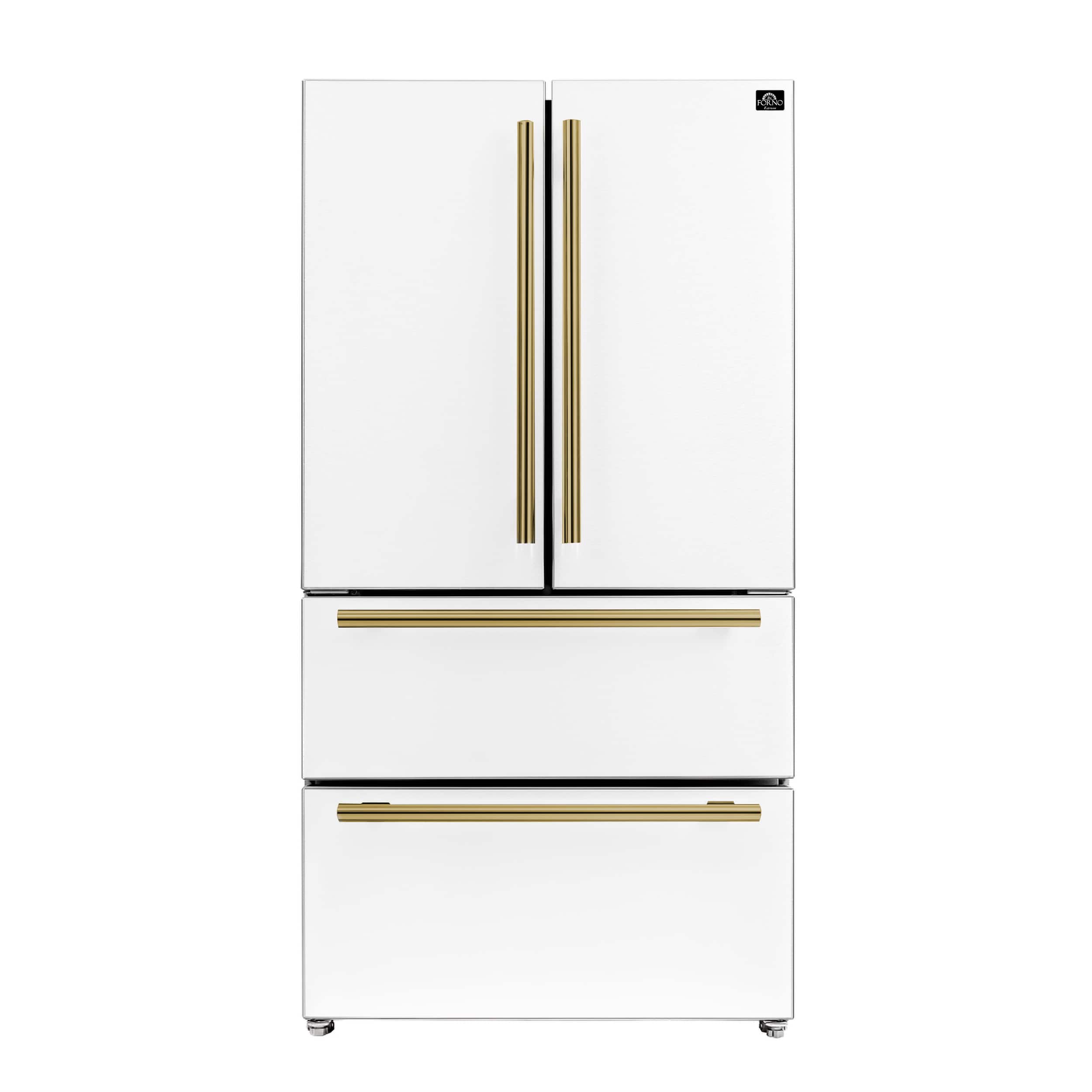 Forno Appliances - Moena Espresso 19.2 Cu. Ft. Freestanding Refrigerator with French Doors and Automatic Ice Maker - White