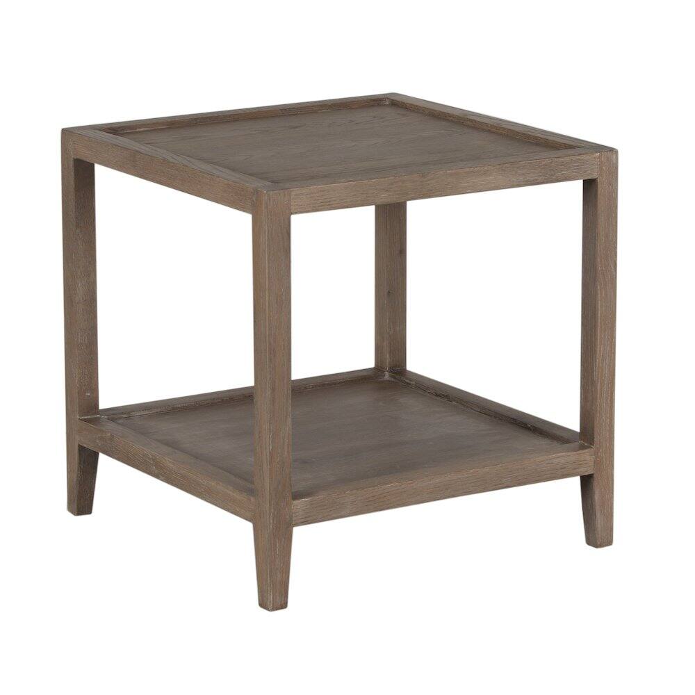 Alt View 2. Porter Designs - Lowell Solid White Oak Wood End Table - Brown.