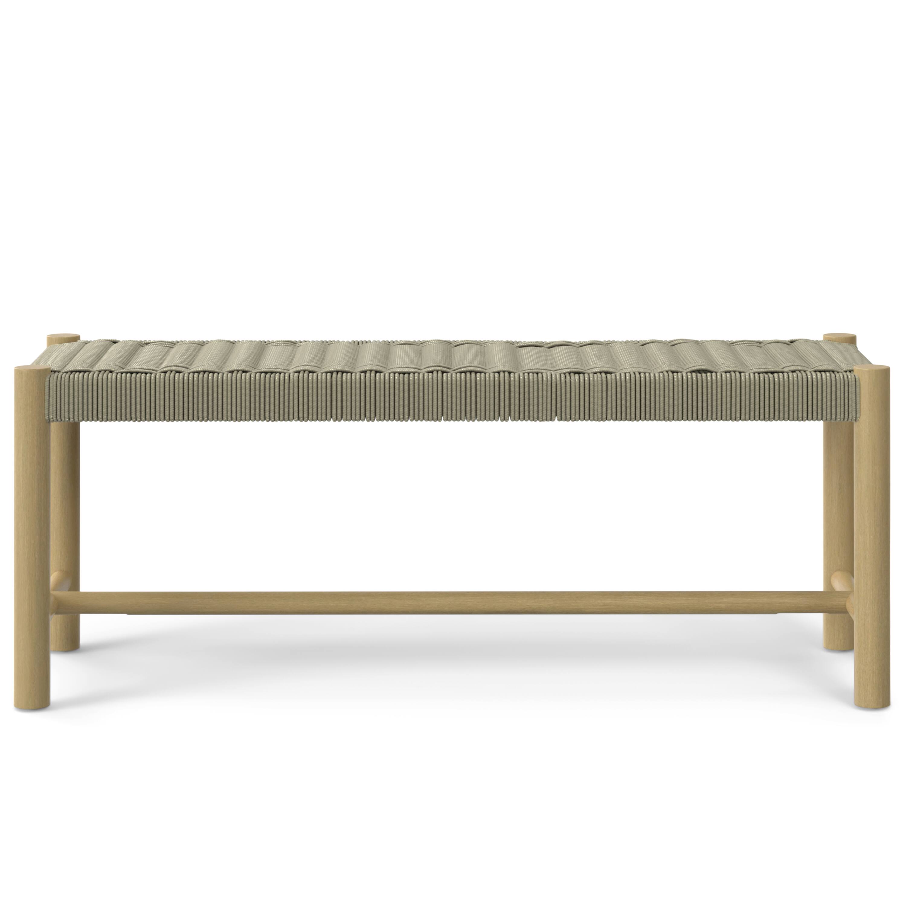 Left. Simpli Home - Dahlia SOLID ACACIA WOOD 18 inch x 46 inch Contemporary Outdoor Indoor Bench in Natural Taupe - Natural Taupe.