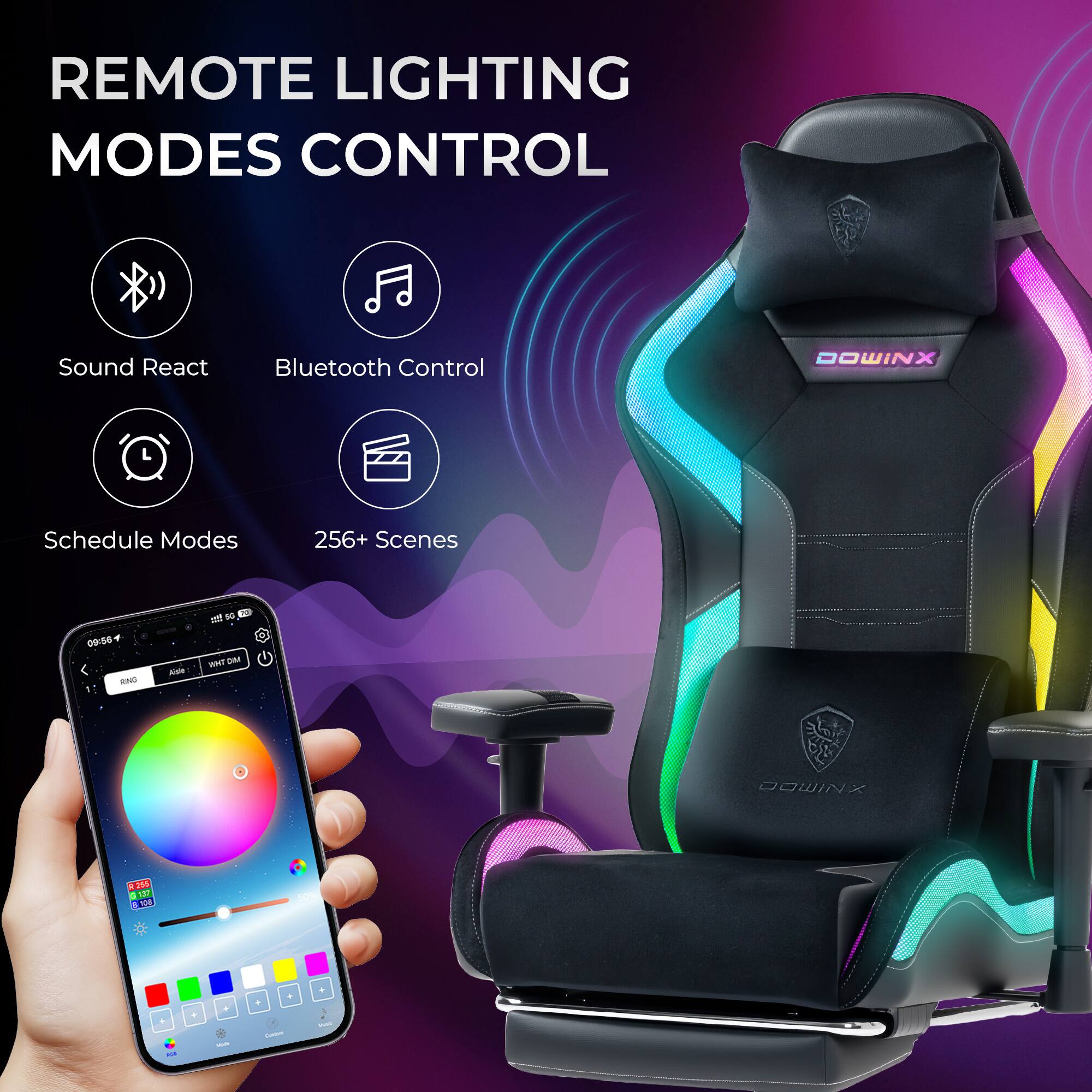 REMOTE LIGHTING MODES CONTROL  
Sound React  
Bluetooth Control  
Schedule Modes  
256+ Scenes