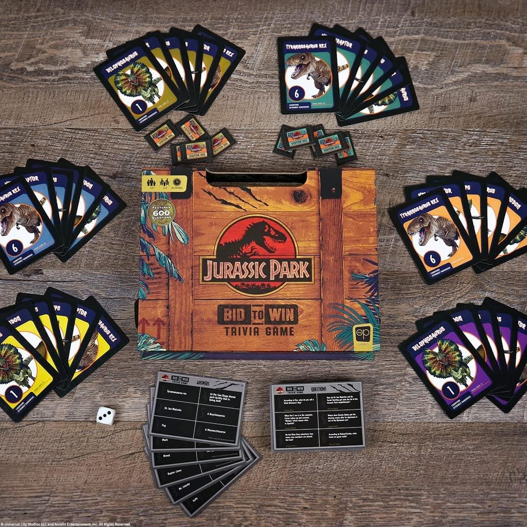 JURASSIC PARK  
BID TO WIN TRIVIA GAME  

1 DE IN -4  
RAPTOR 25 6 I VIOR RE Auto 0 TMS 600 EE DR NE s PS - 1DO 6 JURASSIC PARK D 6 1DN  
P VTDR  
BID TO WIN TRIVIA GAME YO BILOPHOSAURUS FOR 1 EER ANGMRS - CORSTIOS 1  
Universal City Studios LLC And Amblin Entertainment, Inc. All Rights Reserved.