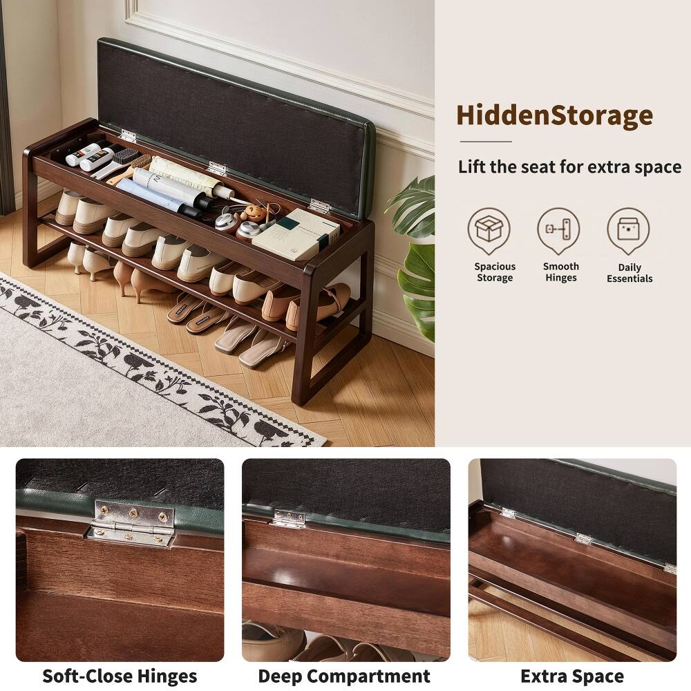 HiddenStorage  
Lift the seat for extra space  
Spacious Storage  
Smooth Hinges  
Daily Essentials  
Soft-Close Hinges  
Deep Compartment  
Extra Space