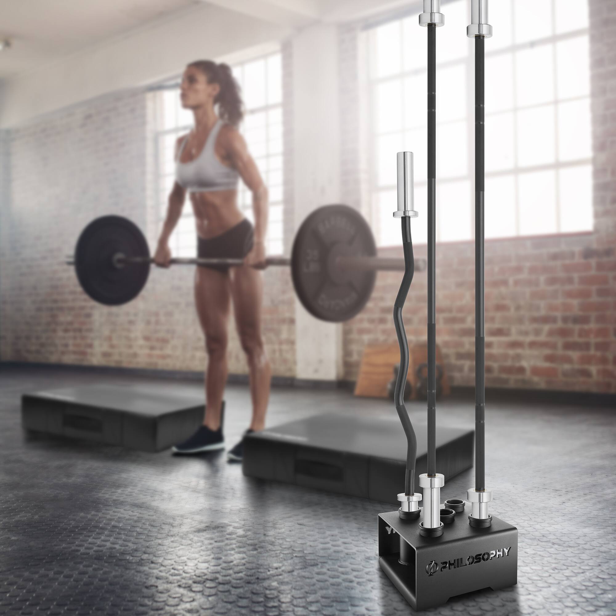 Alt View 5. Philosophy Gym - Vertical Barbell Holder - 5 Bar Storage Stand for 2-in Olympic Bars - Black.