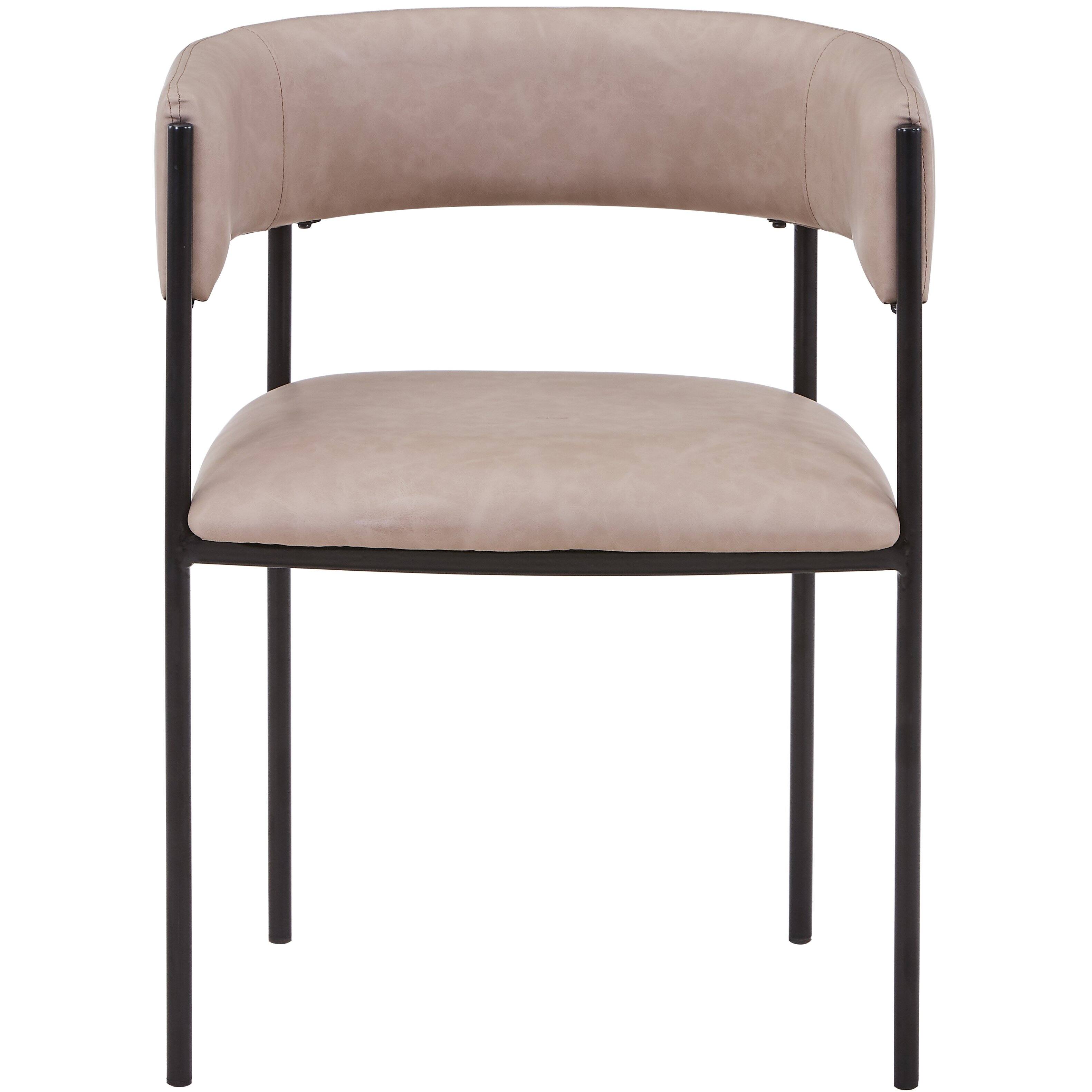 Alt View 2. LeisureMod - Cyril 2-PCS Modern Dining Armchair - U-Shaped Accent Chair with Iron Base - Taupe.