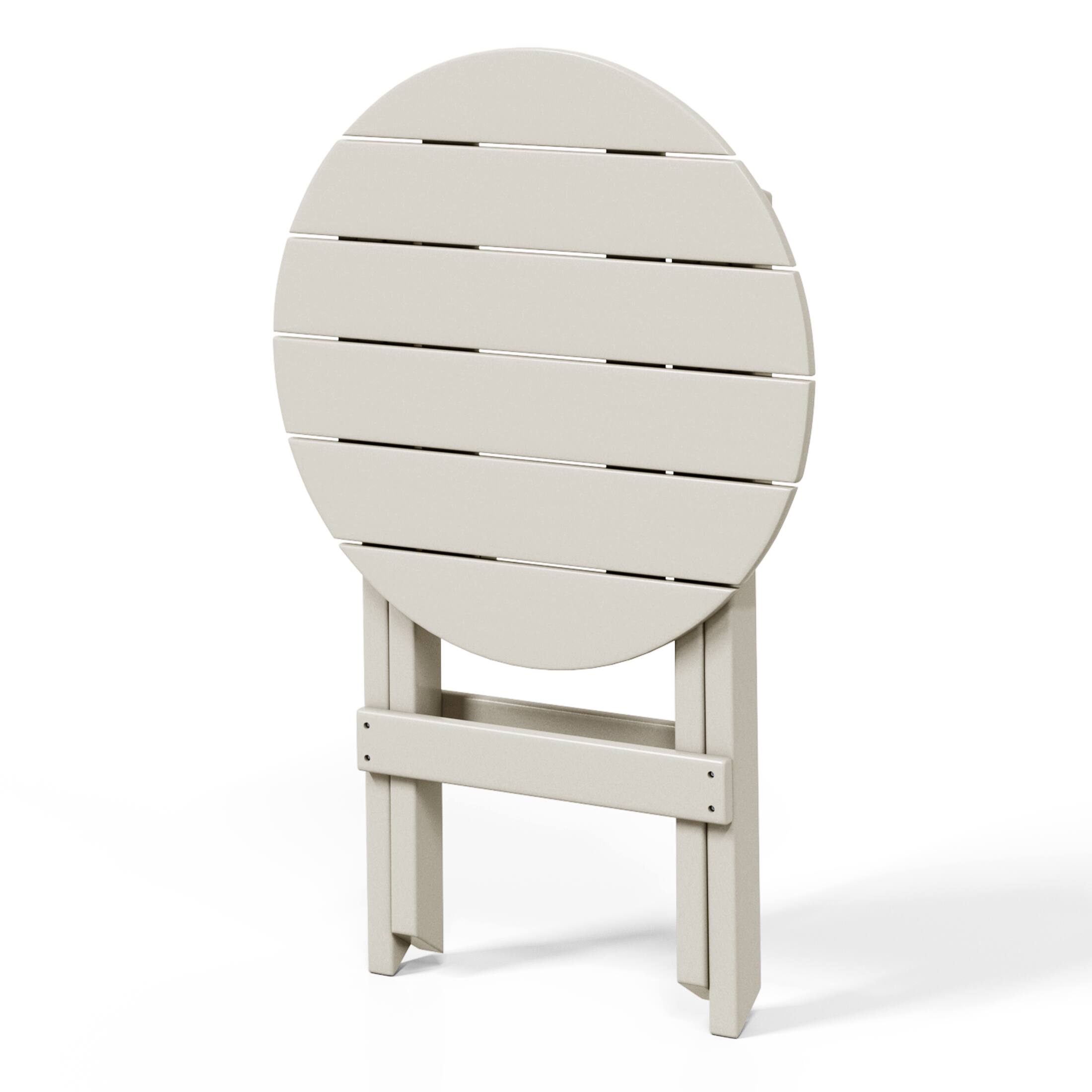 Alt View 3. WestinTrends - WestinTrends Malibu HDPE Outdoor 24.5 Inch Round Portable Folding Patio Dining Table - Sand.