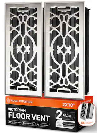 HOME INTUITION
VICTORIAN FLOOR VENT 2X10" 2 PACK
High Quality Steel
No Tools Needed
Easy Airflow
DUST BASKET INCLUDED