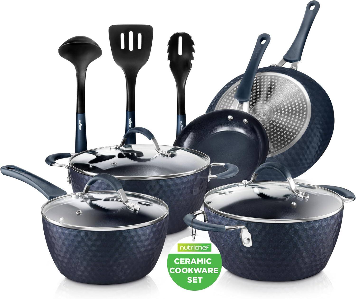 NutriChef - 11 Pc Blue Diamond Nonstick Ceramic
