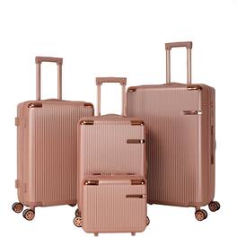 HTUTWOO - Hard Luggage 4-Piece Set - 360° Dual Rotating Four-Wheel Suitcase, Password Lock, Lightweight Universal Wheel Carry-On - Rose Gold