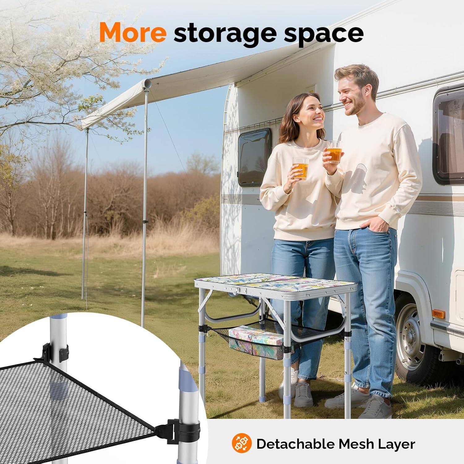 More storage space  
Detachable Mesh Layer