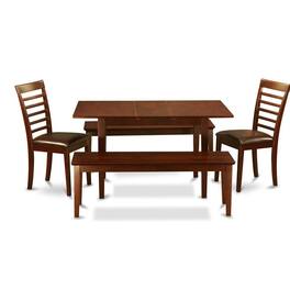 East West Furniture - 5 Pc Kitchen nook Dining set - Table plus 2 Dining Table Chairs and 2 Benches - Mahogany