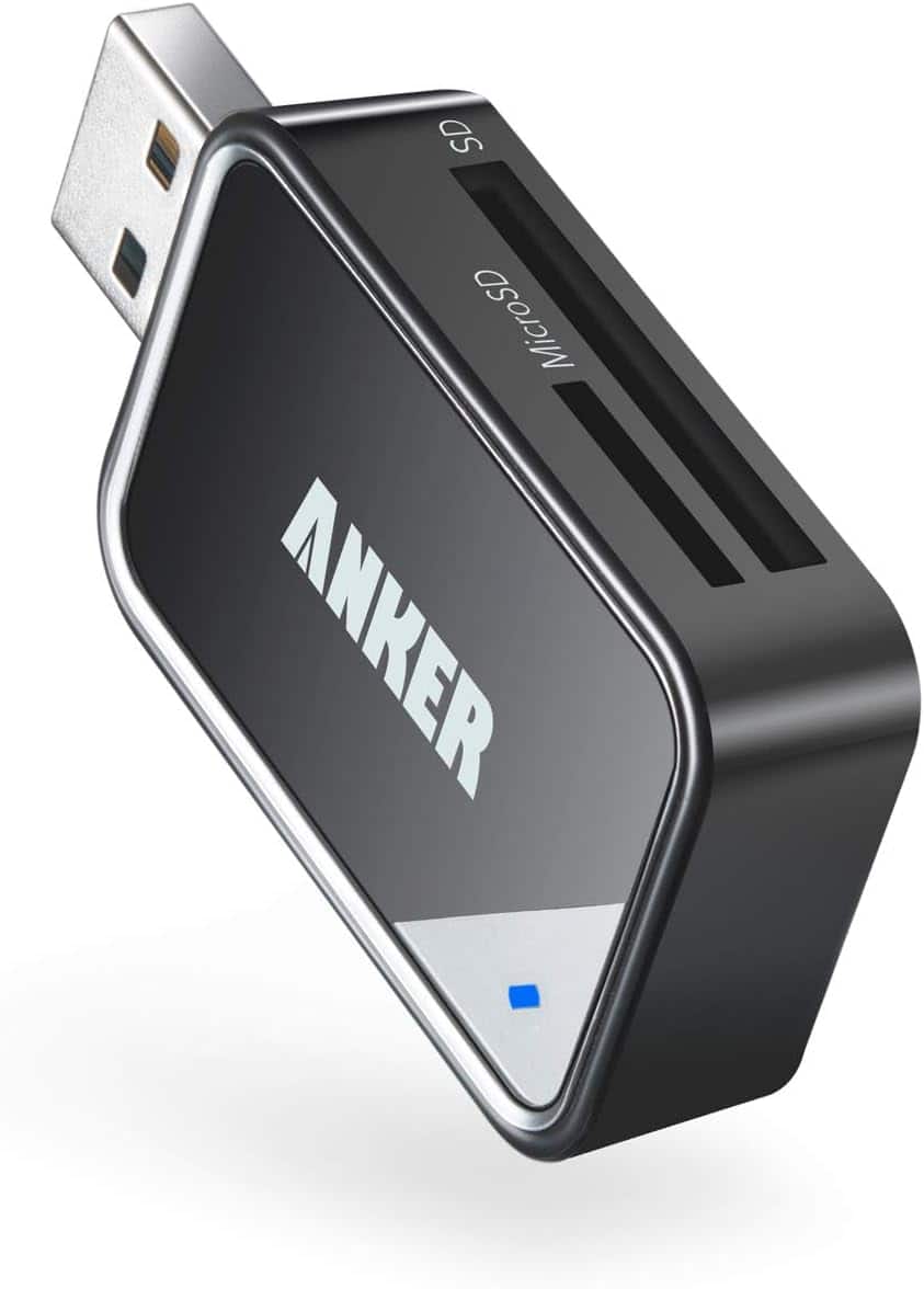 Anker - USB 3.0 Micro SD Card Reader, 5Gbps 2-in-1 SD Card Reader to USB Adapter - Black