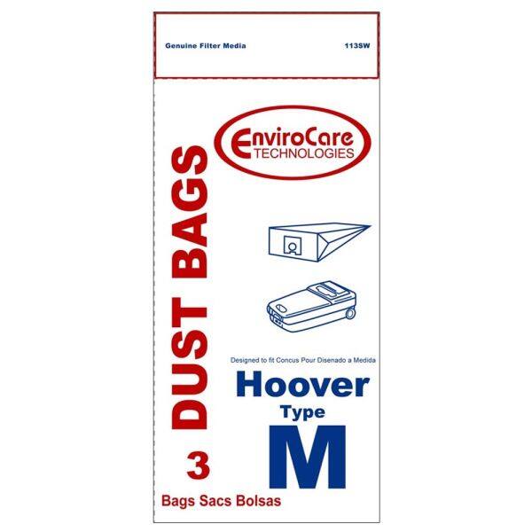 Genuine Filter Media  
1135W  
EnviroCare TECHNOLOGIES  
DUST BAGS  
Designed to fit Concus Pour Disenado a Medida  
Hoover Type 3 M Bags Sacs Bolsas