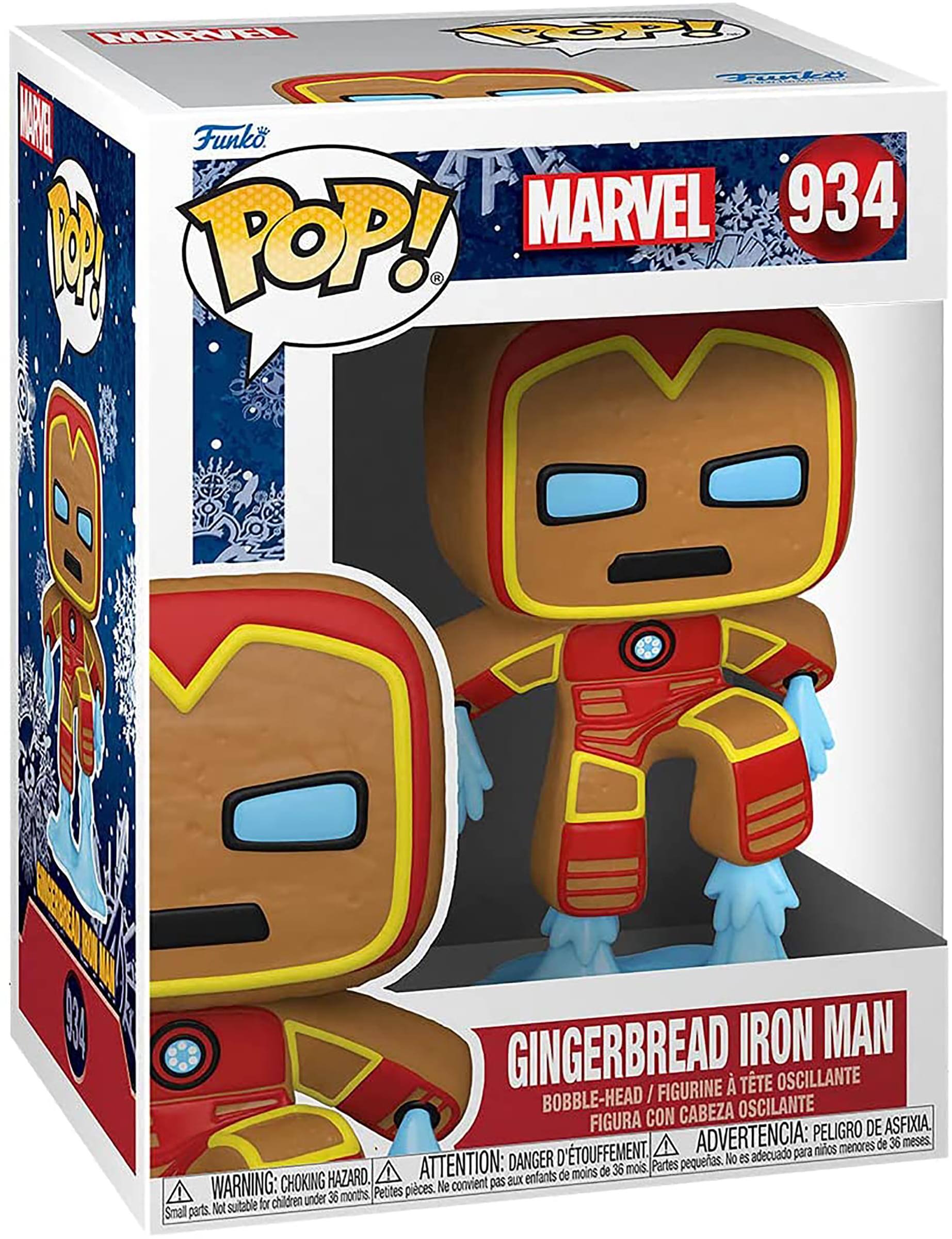 Fnwl ROP Toclyy TA Funko MARVEL 934 M POP! i B3A GINGERBREAD IRON MAN FIGURINE TTE OSCILLANTE BOBBLE-HEAD I CON CABEZA OSCILANTE FIGURA PELIGRO DE ASFIXIA D'TOUFFEMENT. ADVERTENCIA: nitos menores de 36 meses. DANGER No es oen para ATTENTION: de 36 mois Partes pequeras. HAZARD. XUS enfants de moins WARNING: CHOKING Petites pieces. Ne convient pas children under 36 months Not suitable for Small parts.

Corrected text:
Funko POP! MARVEL 934 GINGERBREAD IRON MAN BOBBLE-HEAD / FIGURINE À TÊTE OSCILLANTE / FIGURA CON CABEZA OSCILANTE WARNING: CHOKING HAZARD. ATTENTION: DANGER DE TOUFFEMENT. ADVERTENCIA: PELIGRO DE ASFIXIA. Small parts. Not suitable for children under 36 months. Petites pièces. Ne convient pas aux enfants de moins de 36 mois.