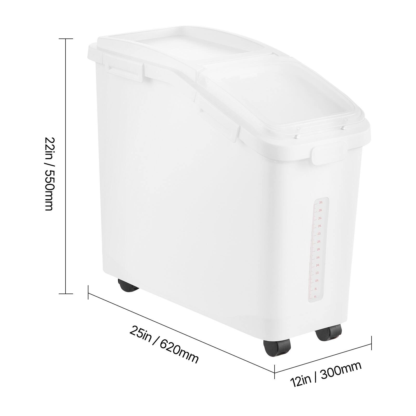 22in / 550mm, 25in / 620mm, 12in / 300mm