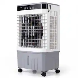 Costway - 1800 CFM Evaporative Air Cooler with 4 Gal Water Tank 2 Modes 3 Speeds 4 Ice Packs - White
