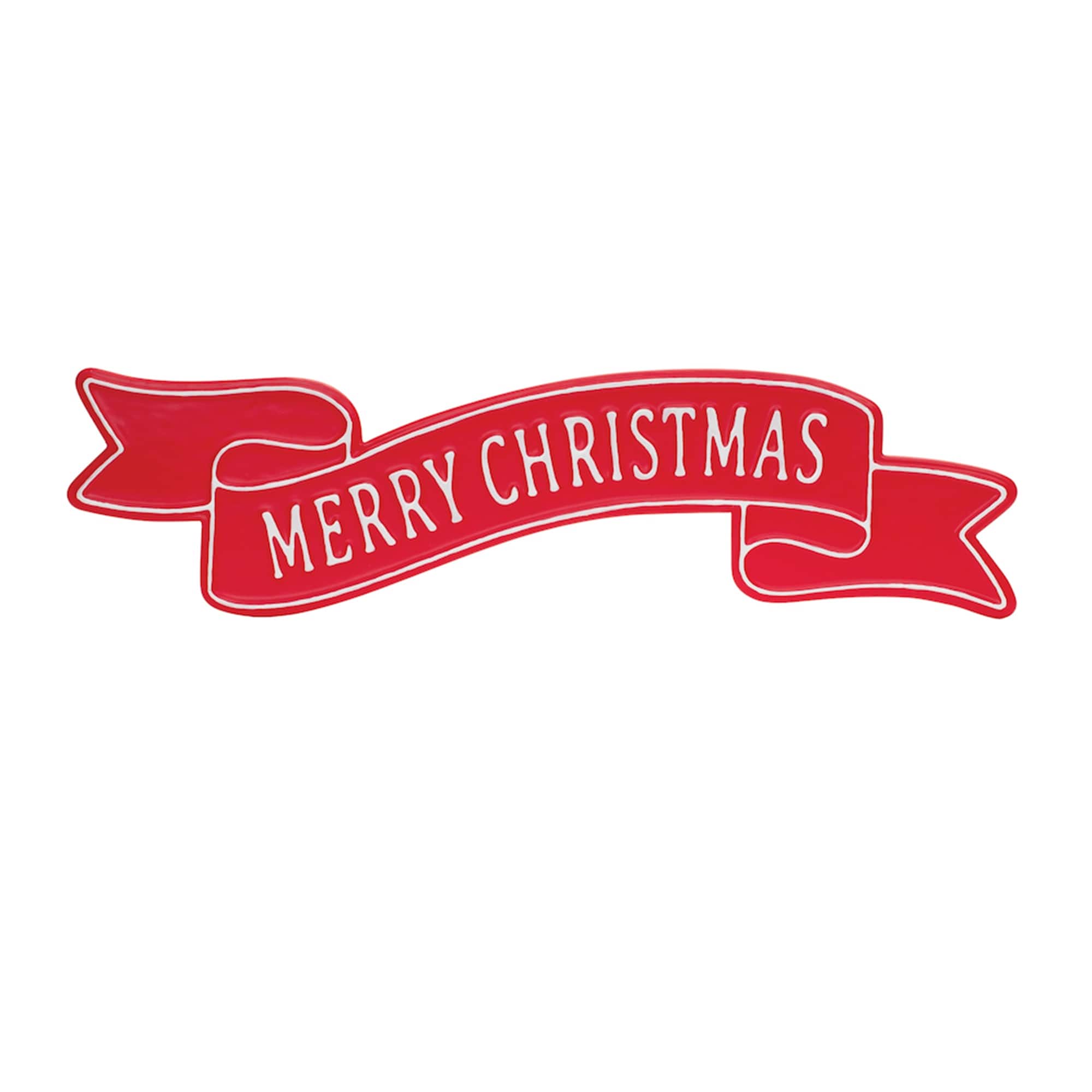 BreeBe - Metal Merry Christmas Banner Sign 24"L - Red