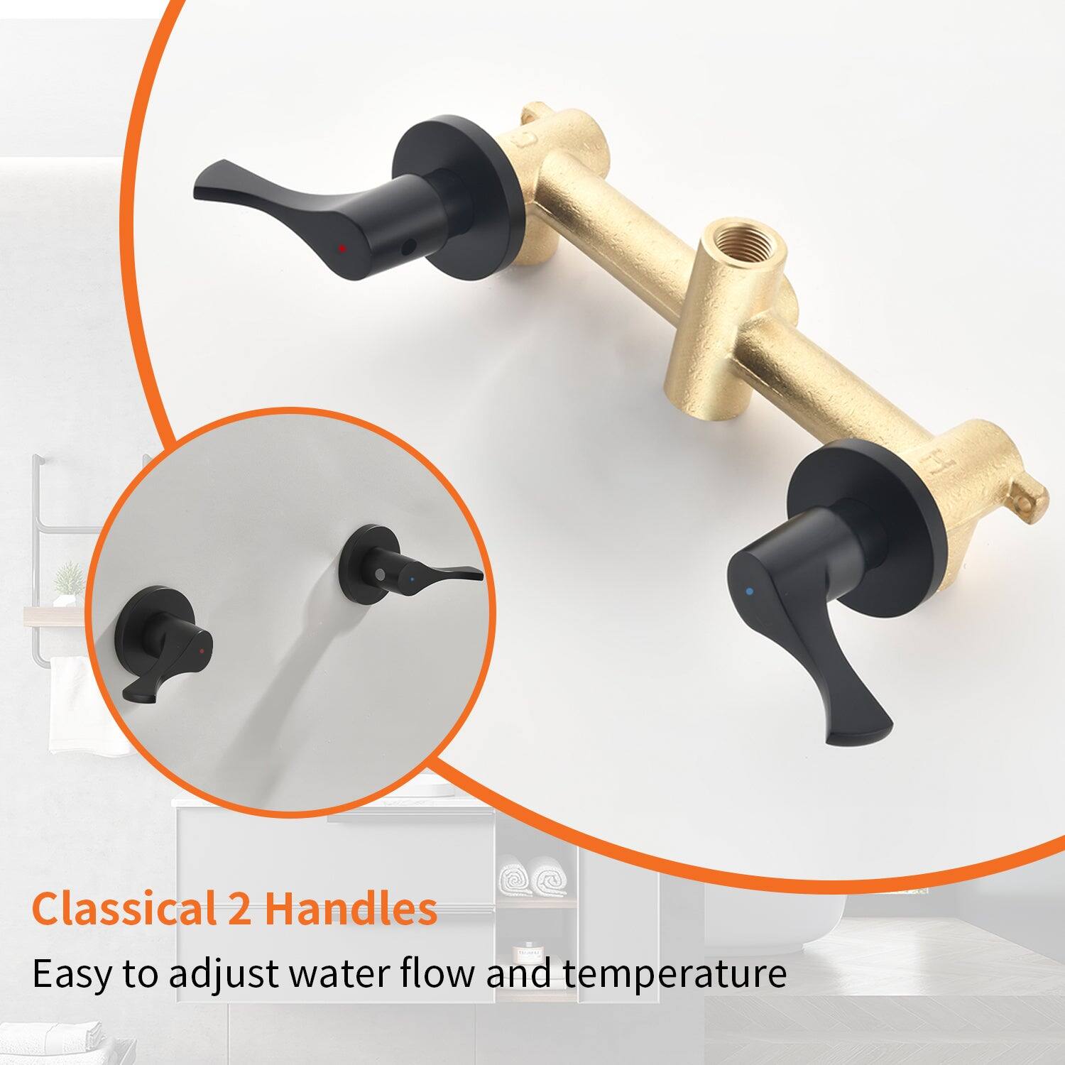 Classical 2 Handles  
Easy to adjust water flow and temperature
